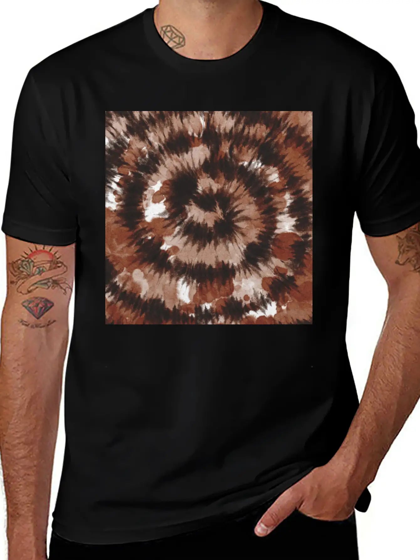 Brown Black Tie Dye Stylish Everyday T-Shirt – Unisex Basic Cotton Tee