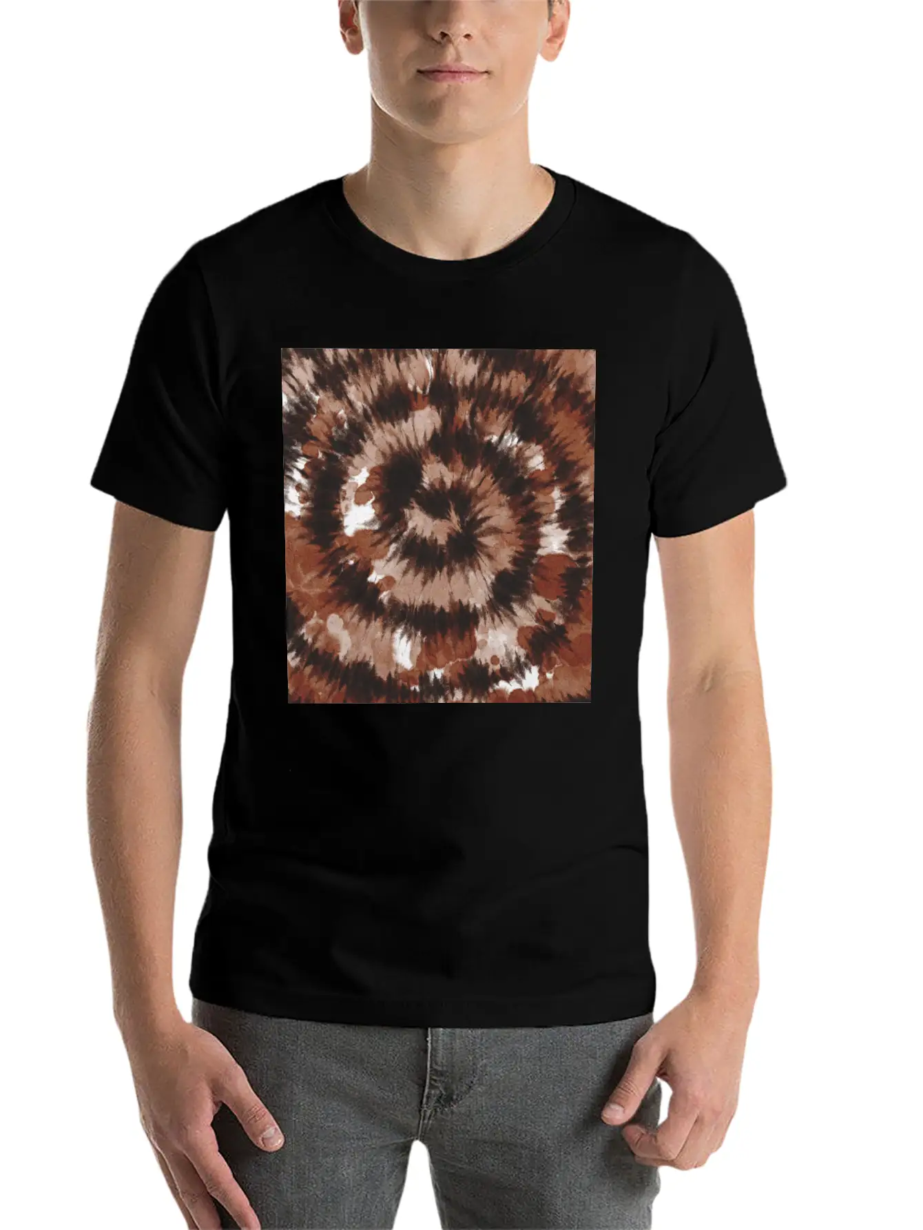 Brown Black Tie Dye Stylish Everyday T-Shirt – Unisex Basic Cotton Tee