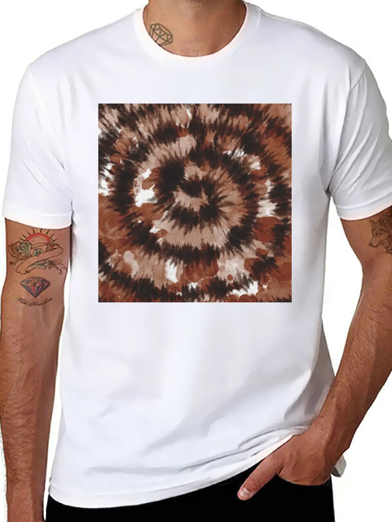 Brown Black Tie Dye Stylish Everyday T-Shirt – Unisex Basic Cotton Tee