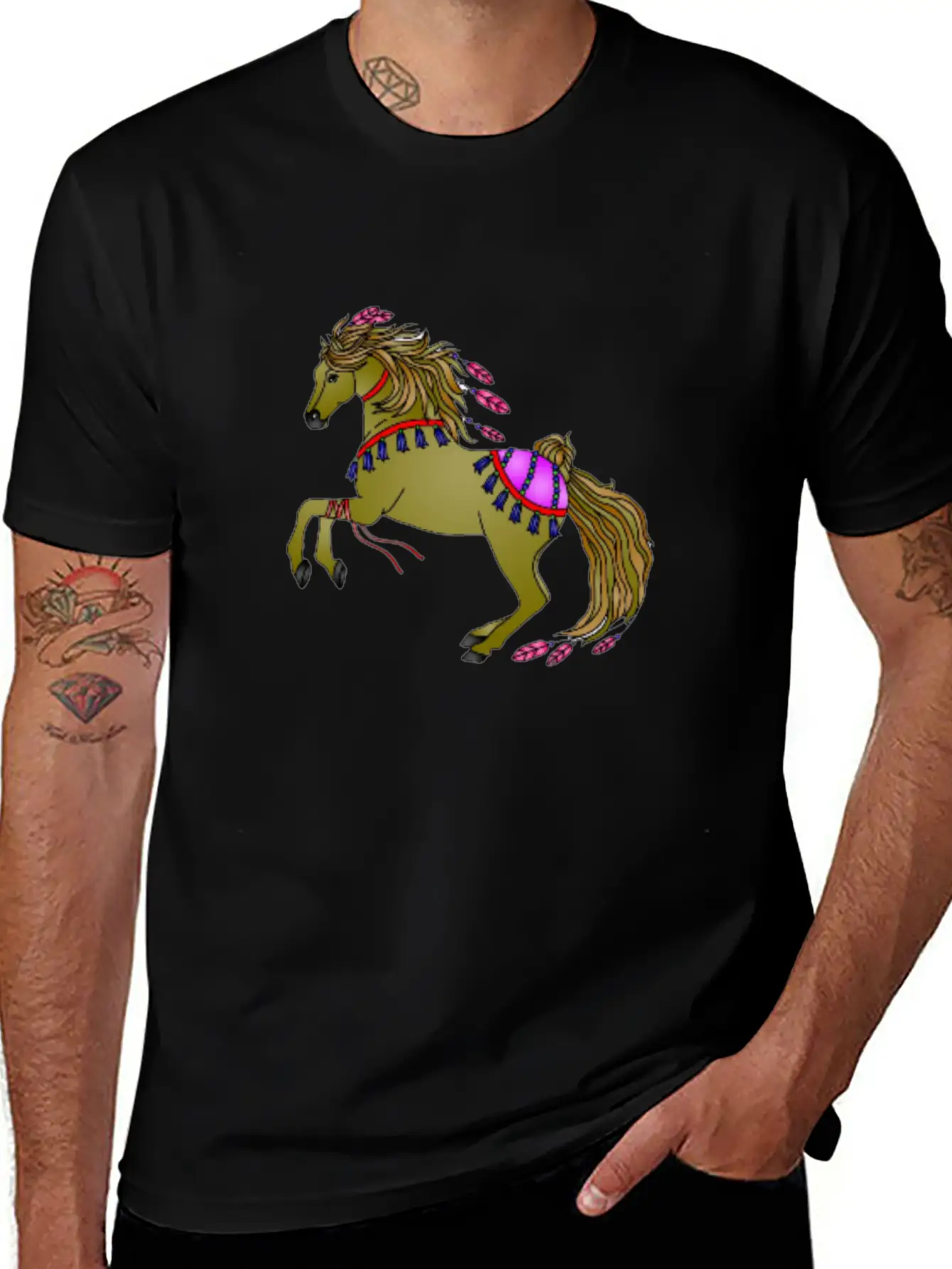 Brown Horse Breathable Graphic T-Shirt – Perfect For Casual Days