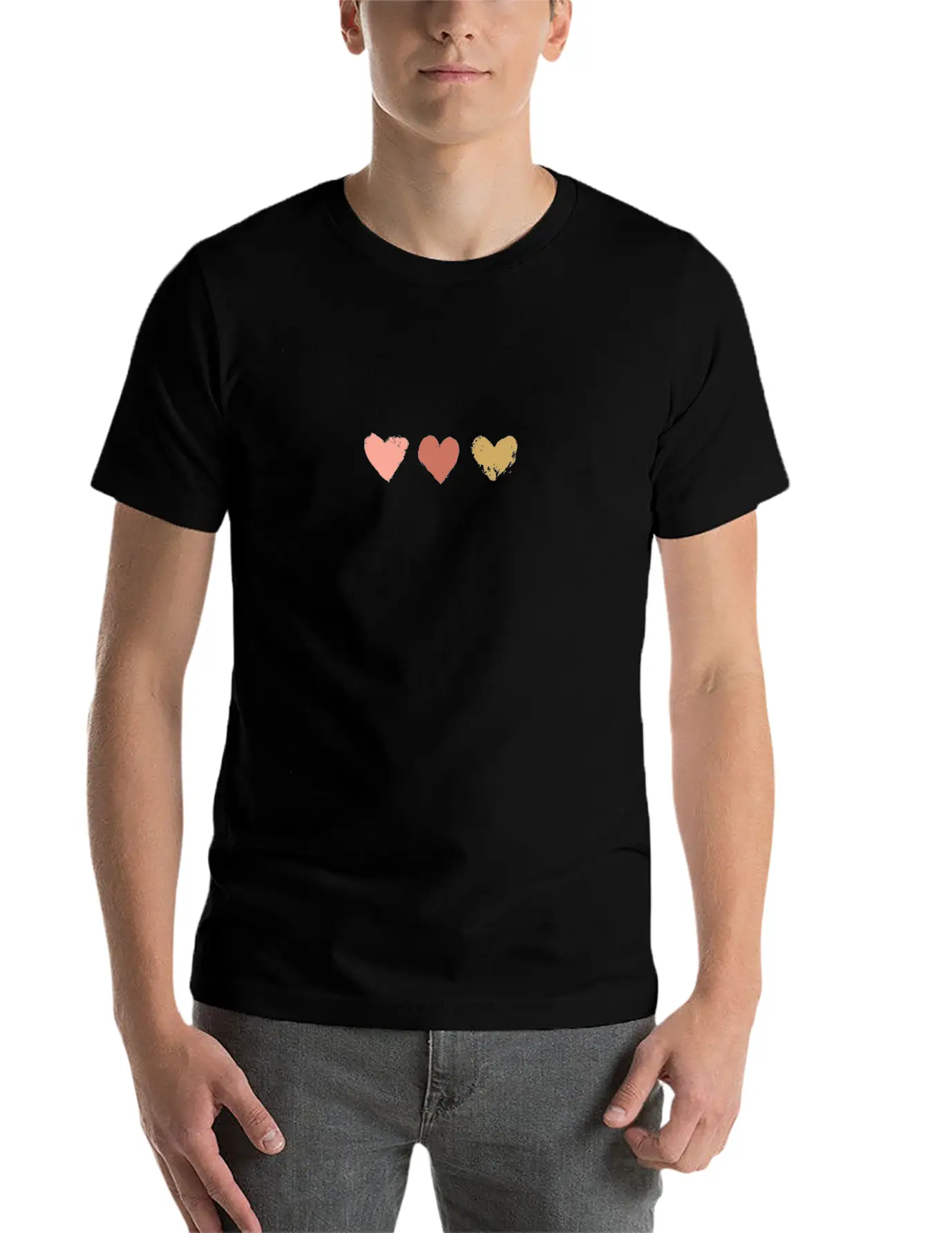 Brown, Pink, Magenta Verse Heart Stylish Everyday T-Shirt – Unisex Basic Cotton Tee