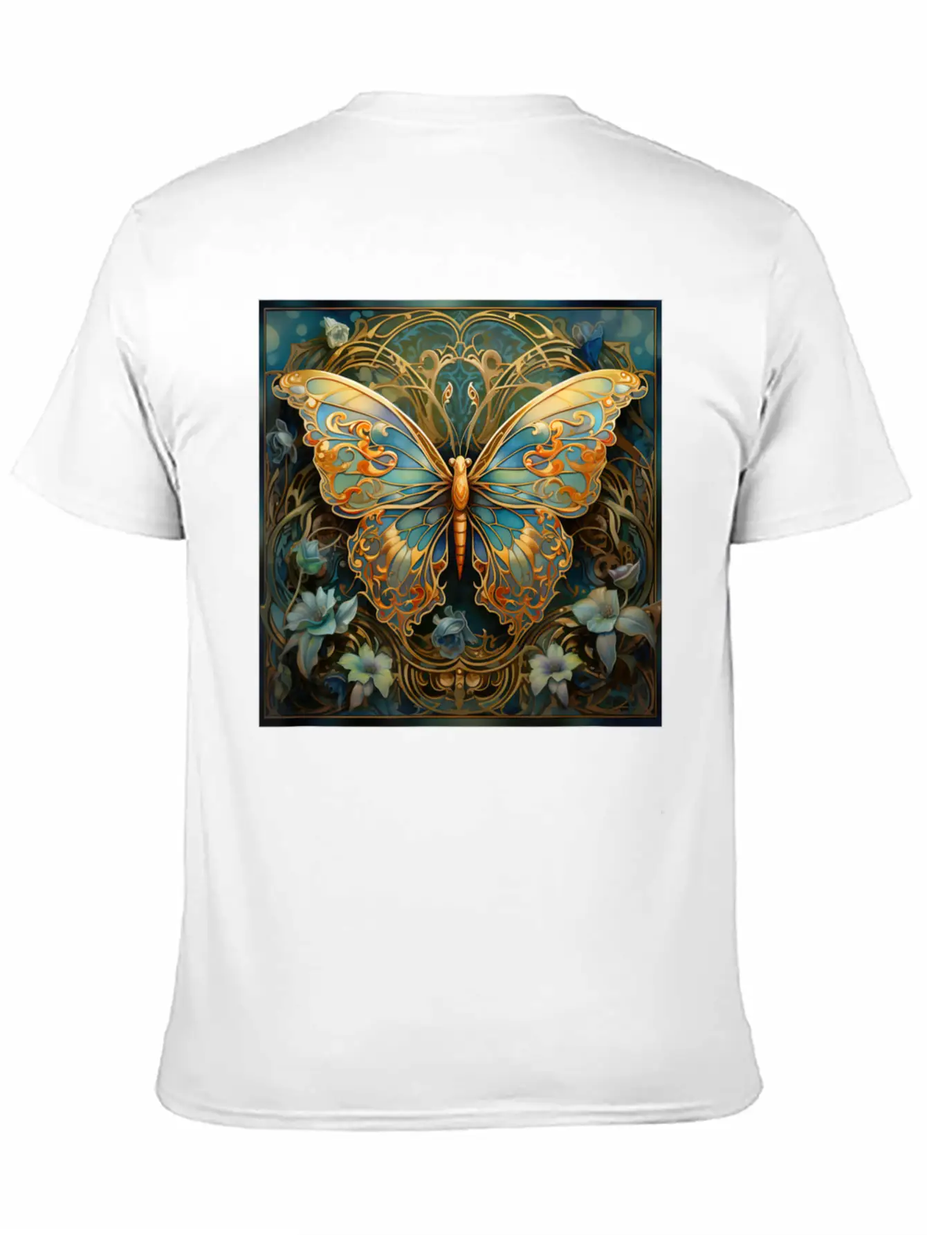 Butterfly Art Nouveau Abstract Stylish Everyday T-Shirt – Unisex Basic Cotton Tee