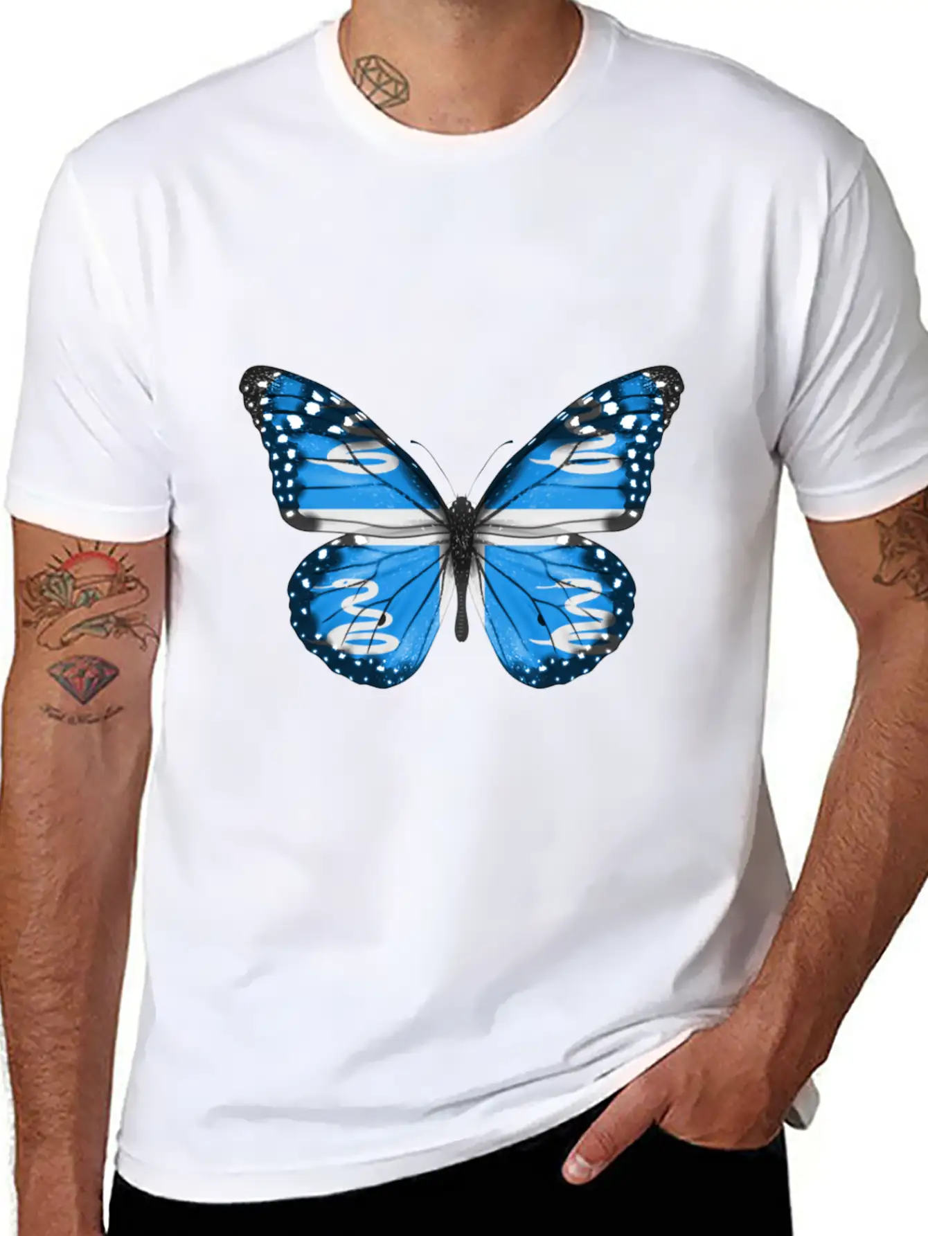 Butterfly Flag Of Martinique Stylish Everyday T-Shirt – Unisex Basic Cotton Tee