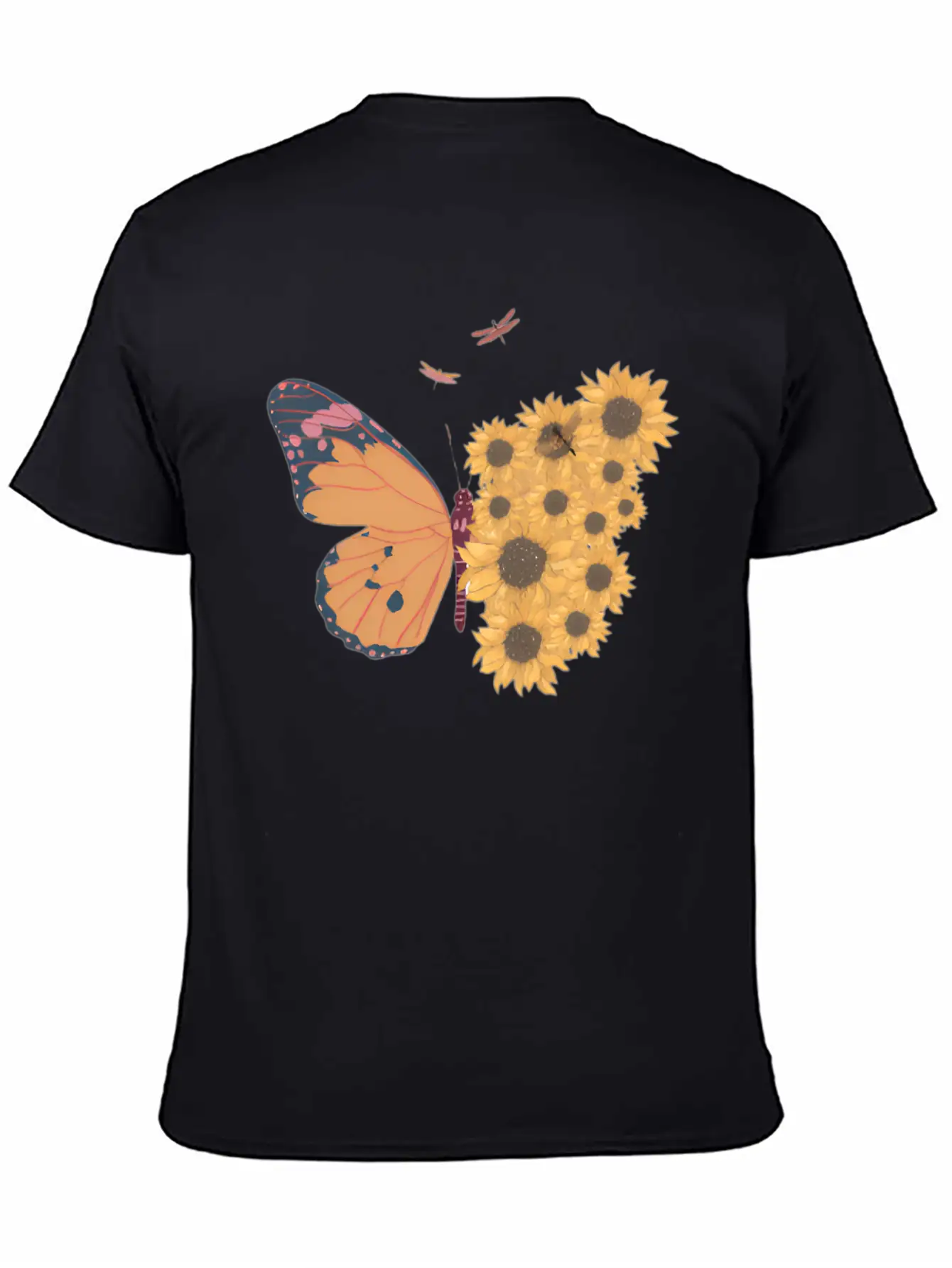 Butterfly With Sunflower Wing Basic Graphic T-Shirt – Daily Comfort In Soft Cotton