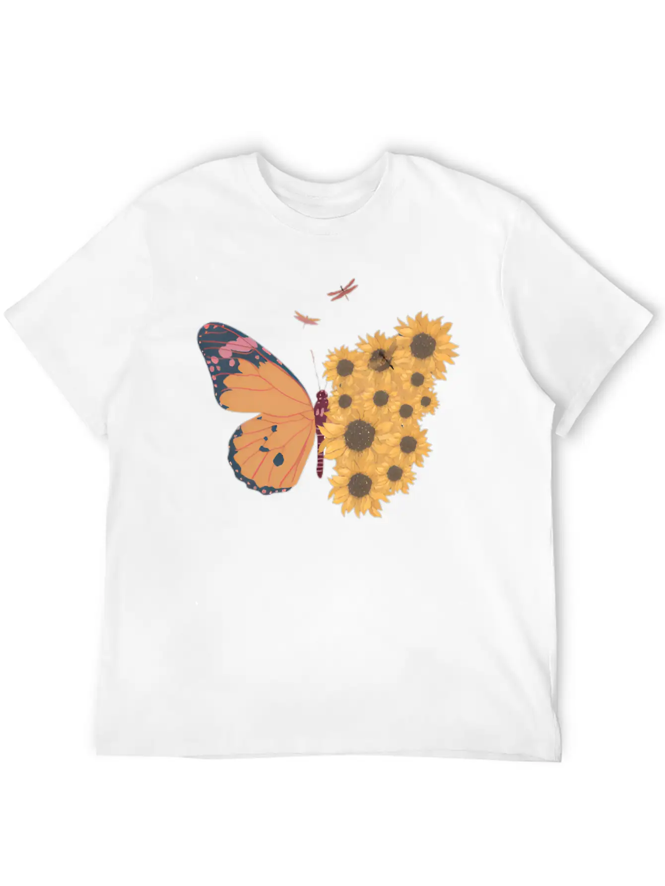 Butterfly With Sunflower Wing Basic Graphic T-Shirt – Daily Comfort In Soft Cotton