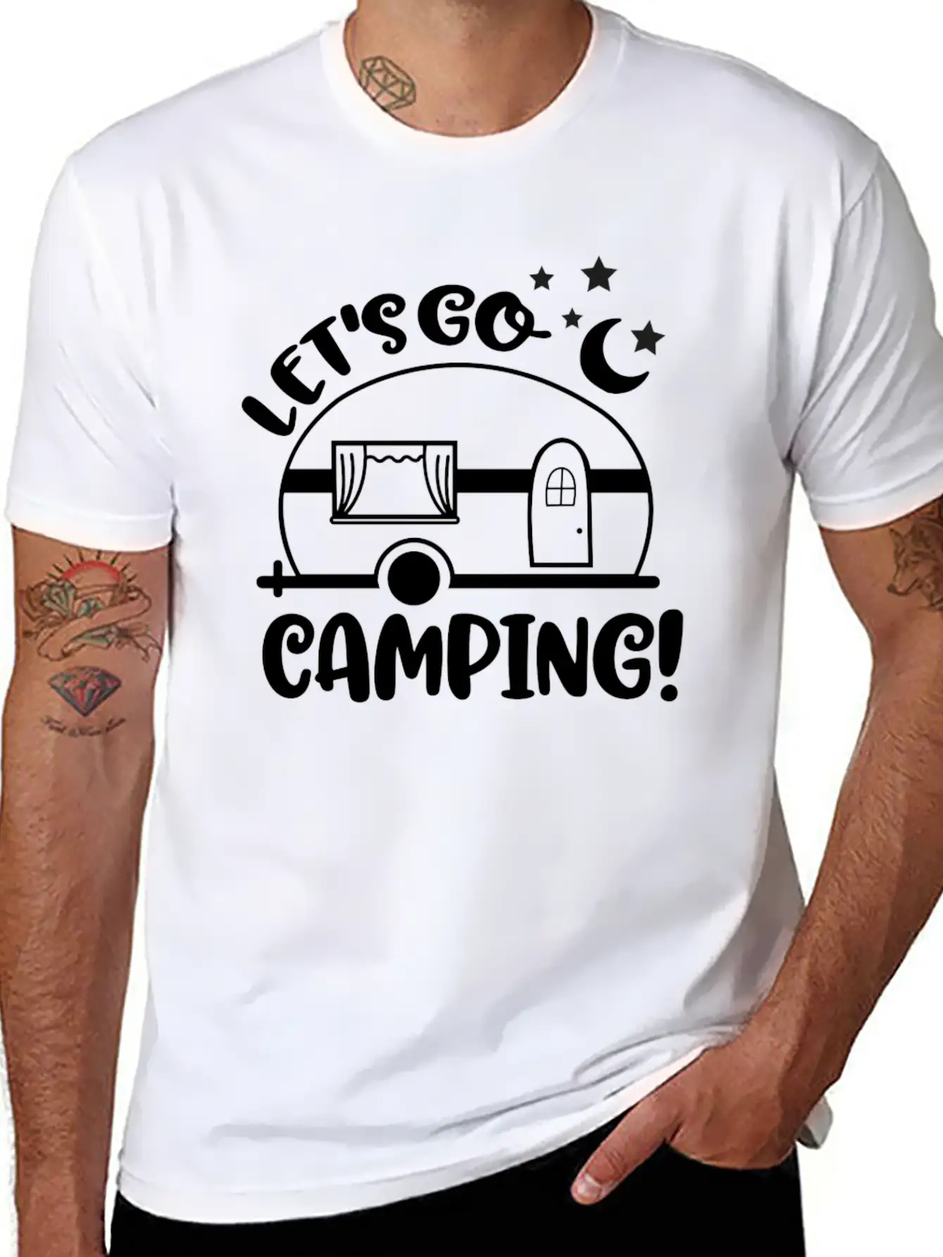 Camping Let's Go Camping Stylish Everyday T-Shirt – Unisex Basic Cotton Tee