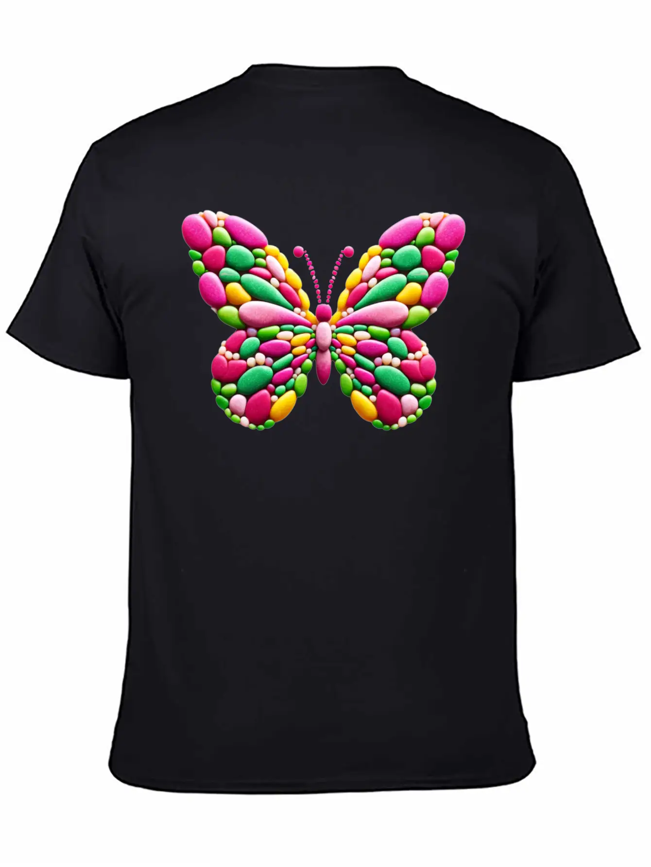 Candy Mosaic Monarch Pebble Butterfly Casual Graphic T-Shirt – Simple And Comfortable Daily Wear