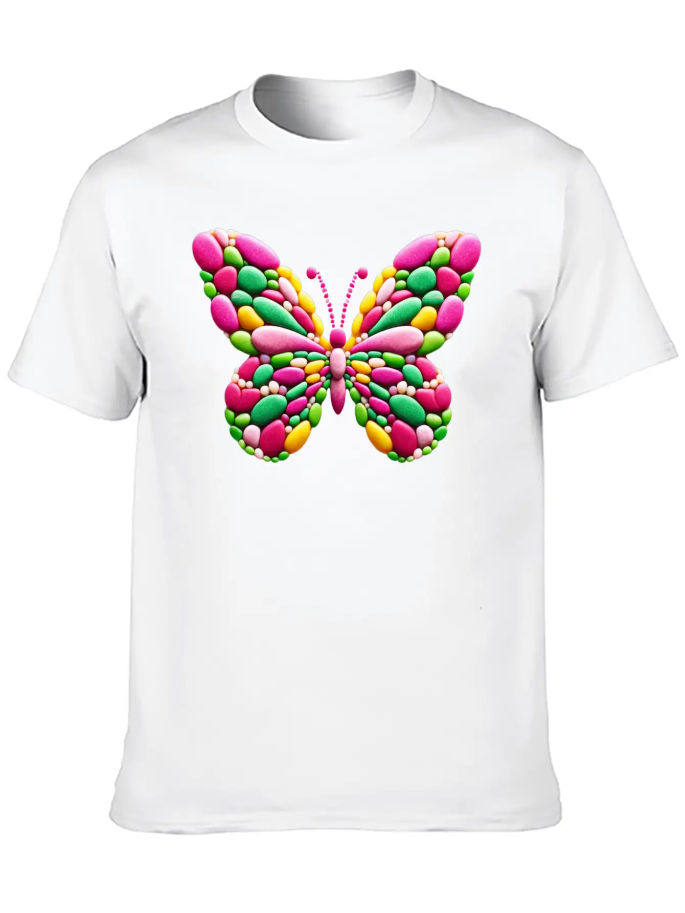 Candy Mosaic Monarch Pebble Butterfly Casual Graphic T-Shirt – Simple And Comfortable Daily Wear