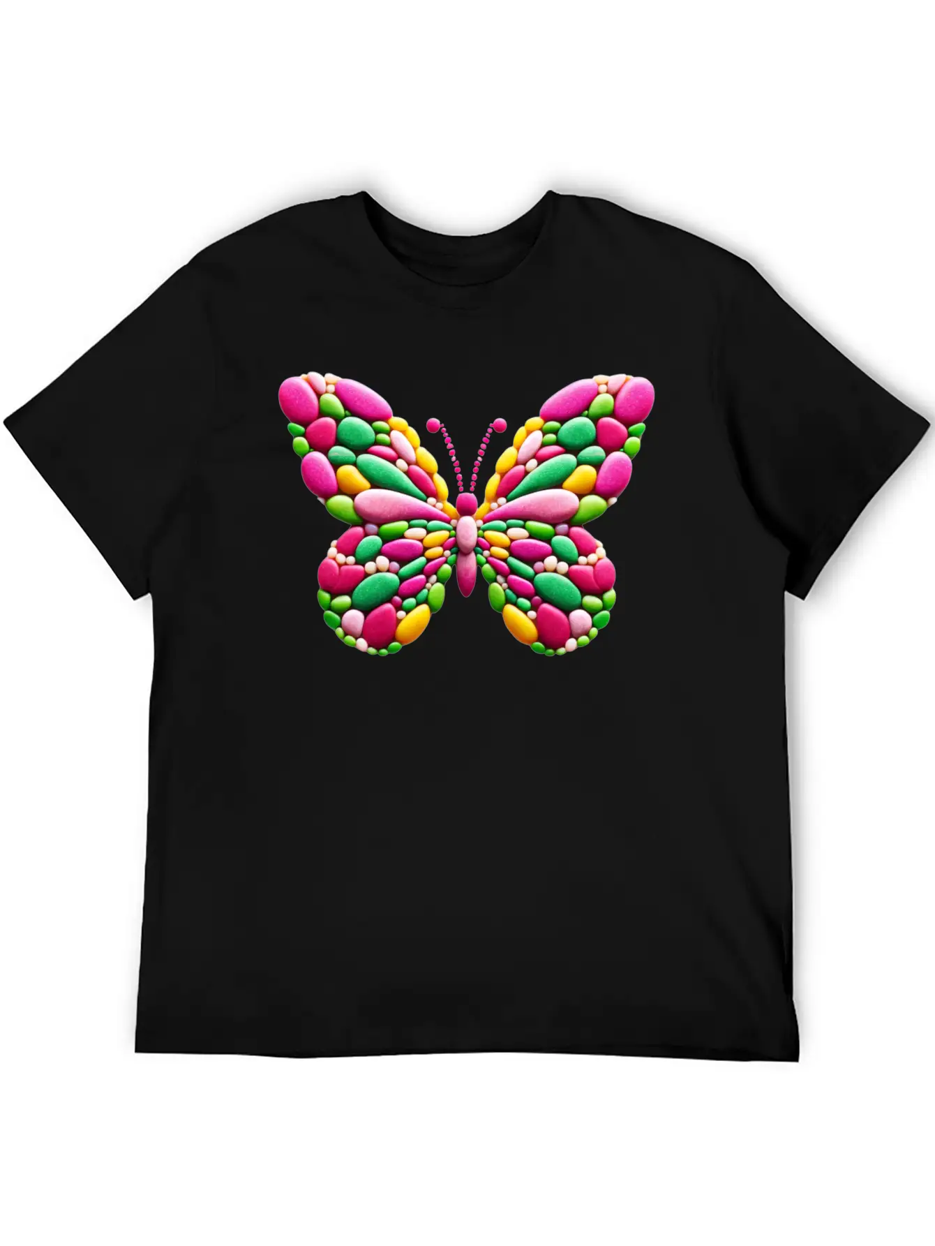 Candy Mosaic Monarch Pebble Butterfly Casual Graphic T-Shirt – Simple And Comfortable Daily Wear
