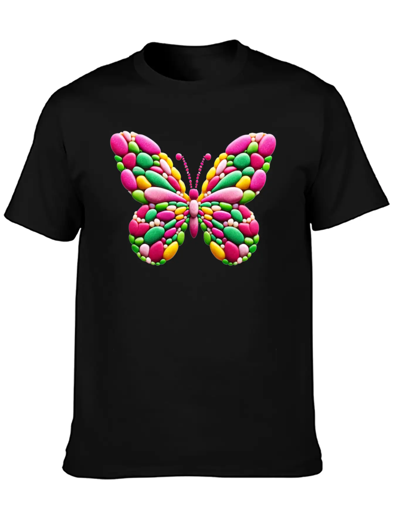 Candy Mosaic Monarch Pebble Butterfly Casual Graphic T-Shirt – Simple And Comfortable Daily Wear