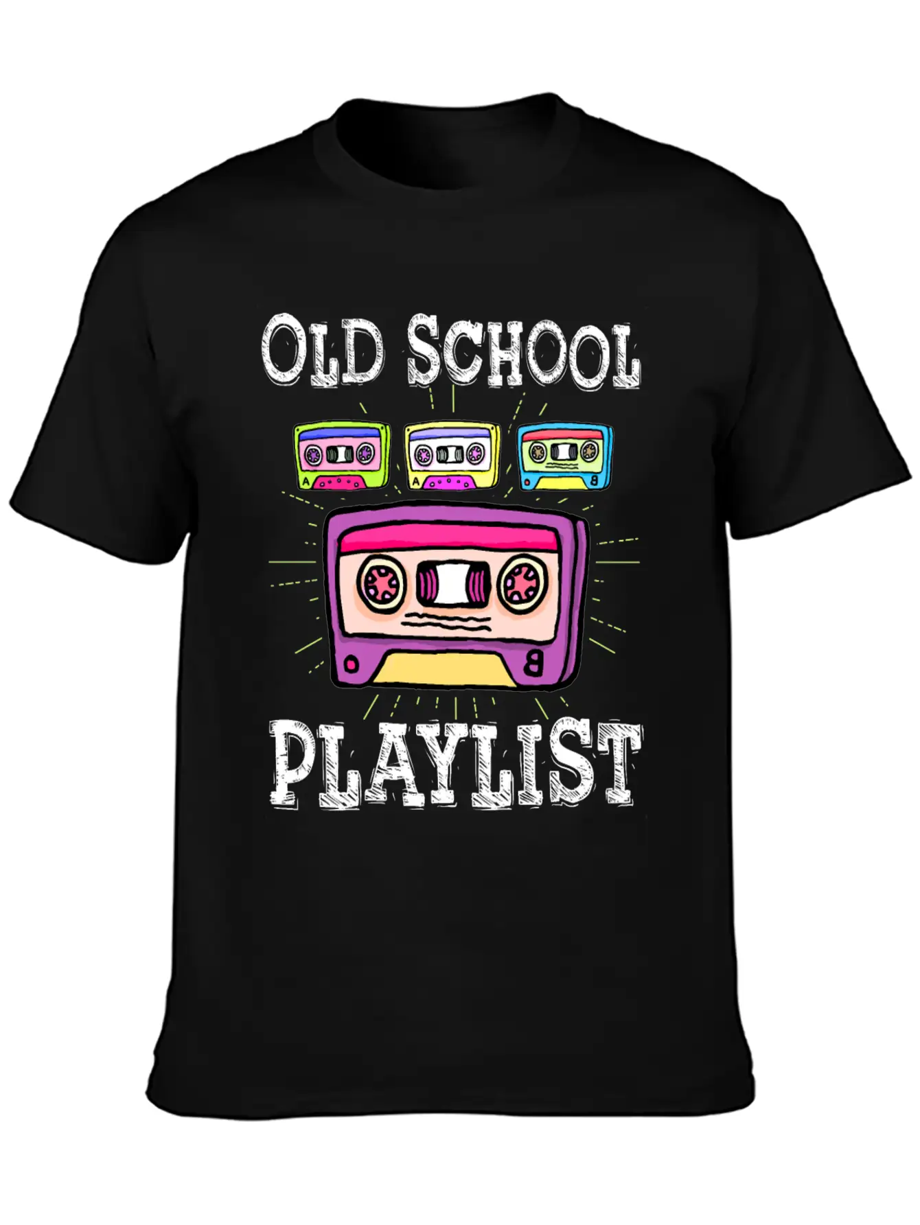 Cassette Tape Music 80s Old School Playlist Stylish Everyday T-Shirt – Unisex Basic Cotton Tee