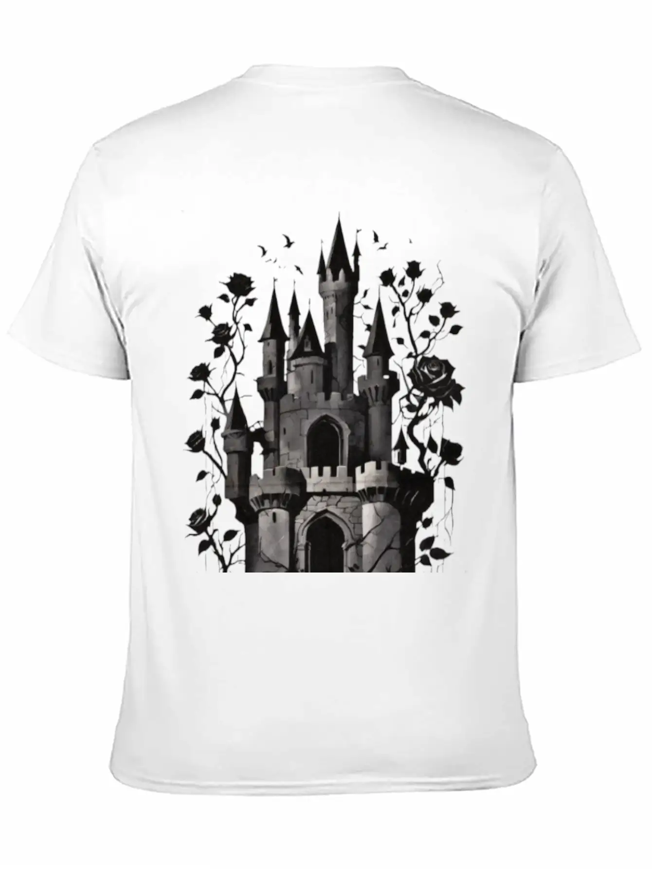 Castle Surrounded By Roses Basic Graphic T-Shirt – Daily Comfort In Soft Cotton