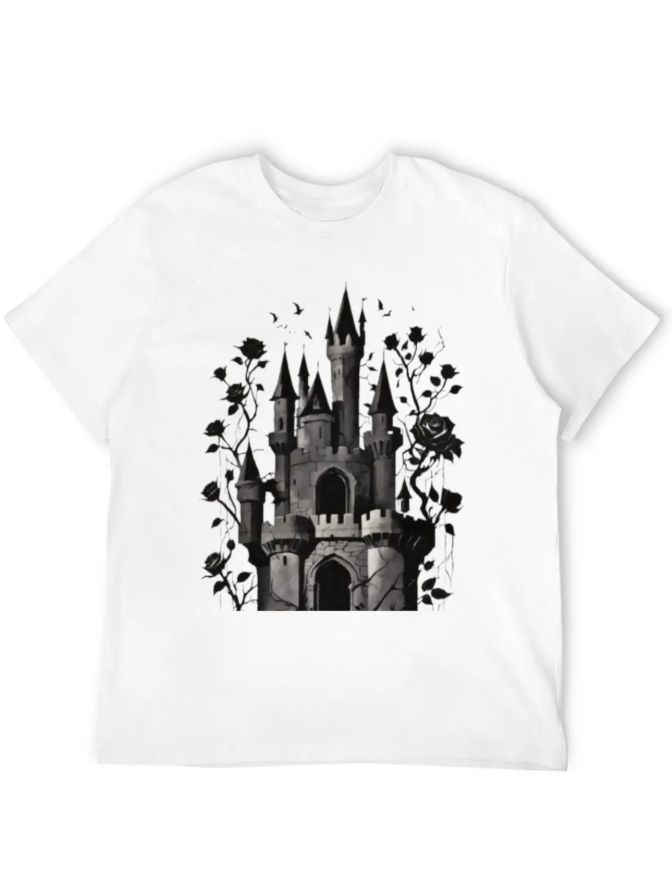 Castle Surrounded By Roses Basic Graphic T-Shirt – Daily Comfort In Soft Cotton