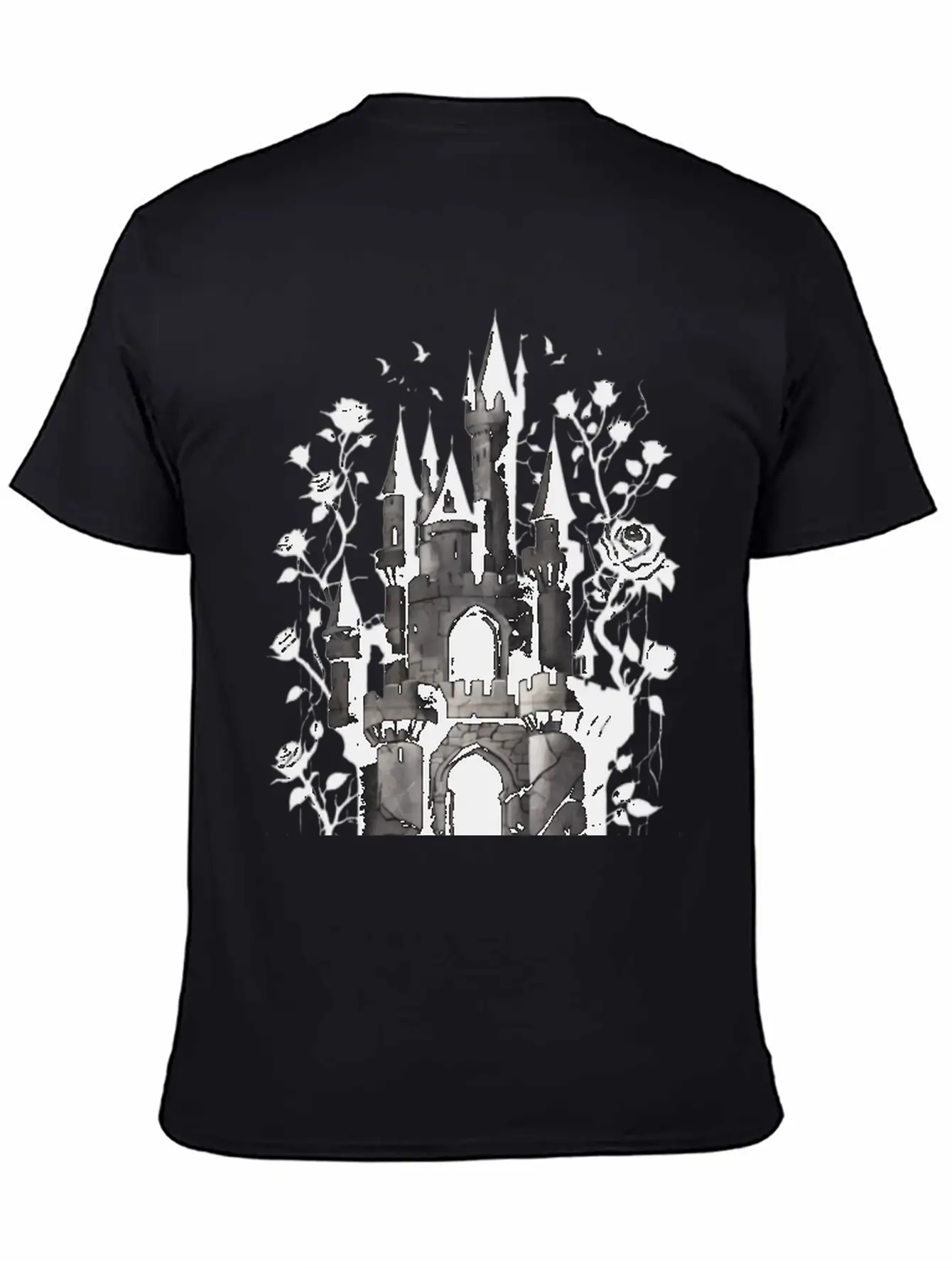 Castle Surrounded By Roses Basic Graphic T-Shirt – Daily Comfort In Soft Cotton