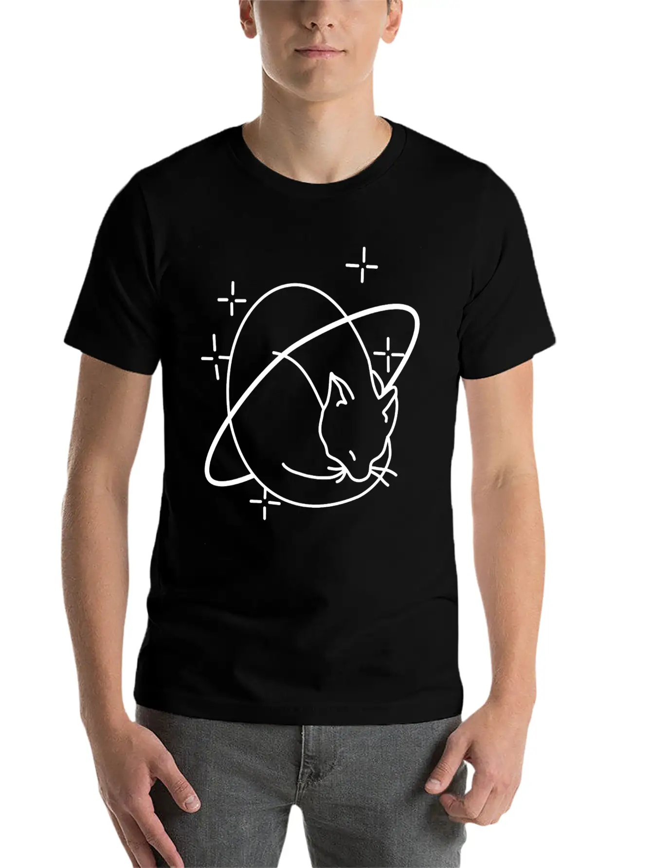 Cat Cuddling Planet Basic Graphic T-Shirt – Daily Comfort In Soft Cotton