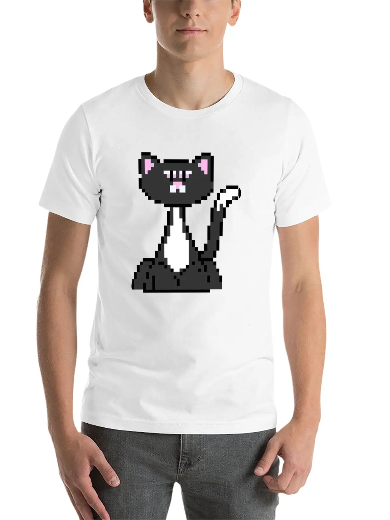 Cat Pixel Art Basic Graphic T-Shirt – Daily Comfort In Soft Cotton