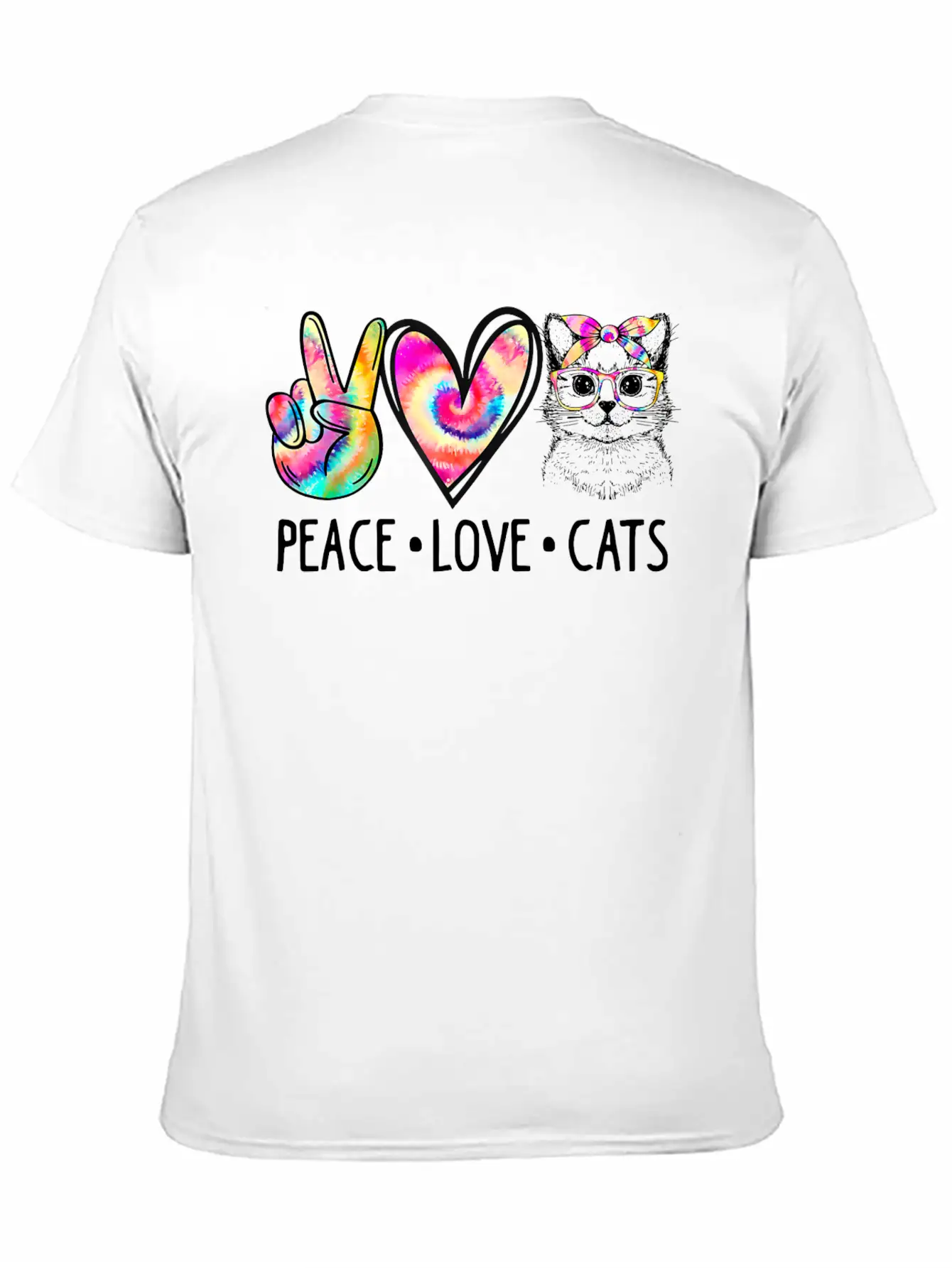 Cat Rescue Adopt A Cat Tie Dye Peace Love Cat Mom Basic Graphic T-Shirt – Daily Comfort In Soft Cotton