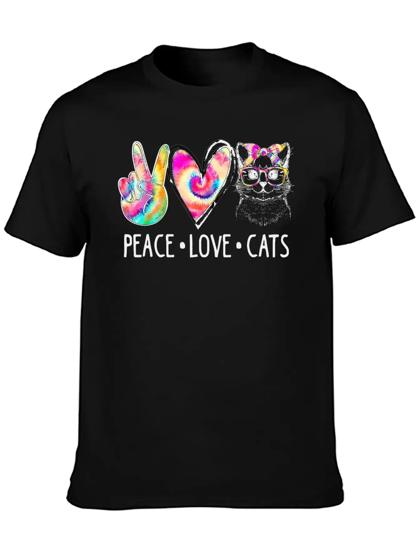 Cat Rescue Adopt A Cat Tie Dye Peace Love Cat Mom Basic Graphic T-Shirt – Daily Comfort In Soft Cotton
