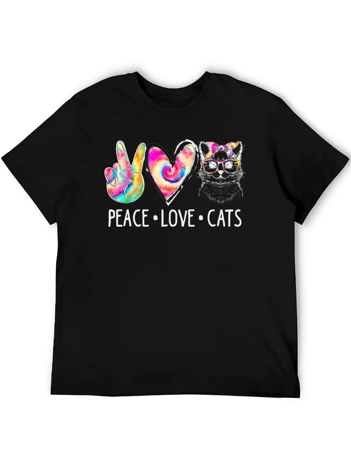 Cat Rescue Adopt A Cat Tie Dye Peace Love Cat Mom Basic Graphic T-Shirt – Daily Comfort In Soft Cotton