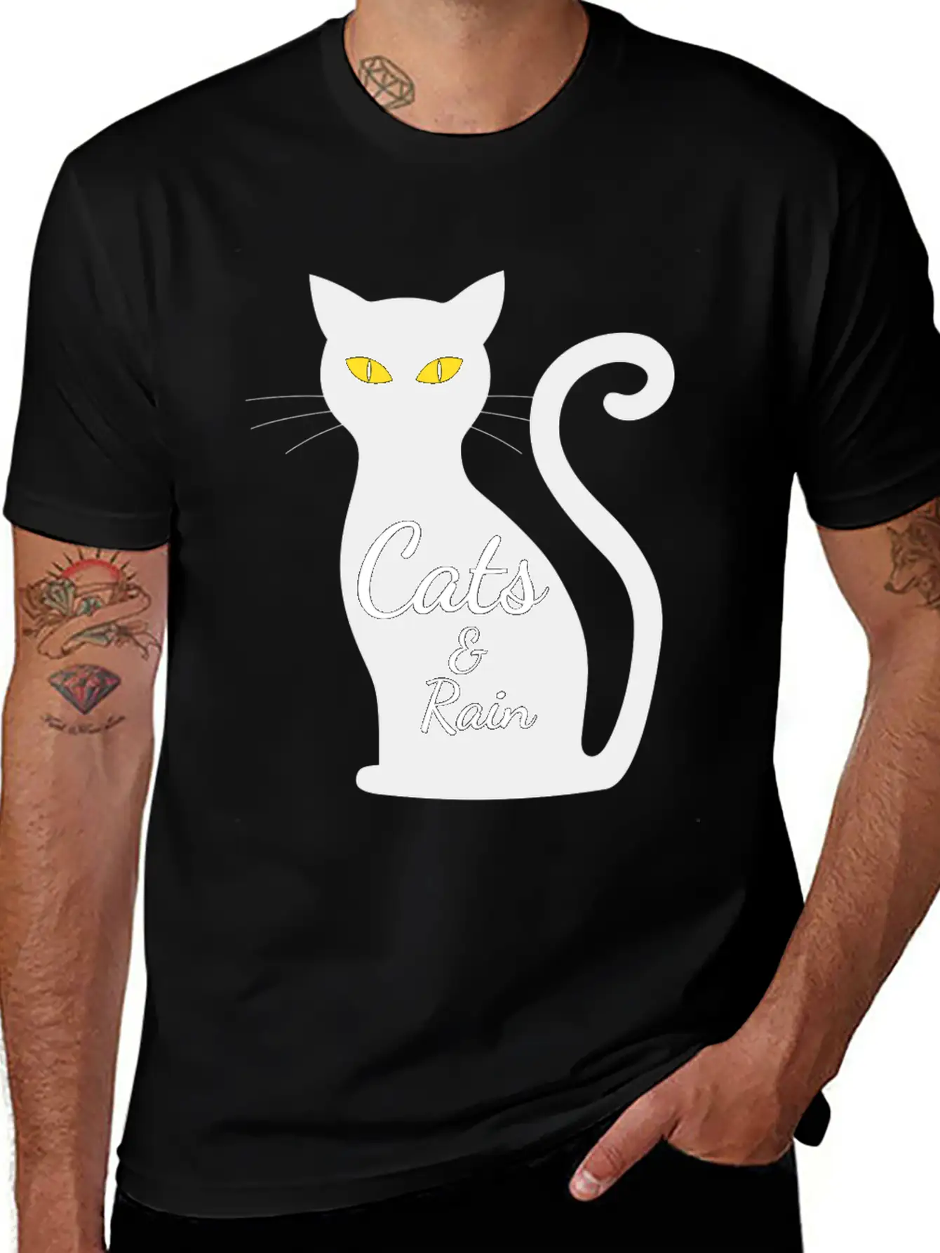Cats And Rain Tshirt For Women Basic Graphic T-Shirt – Daily Comfort In Soft Cotton