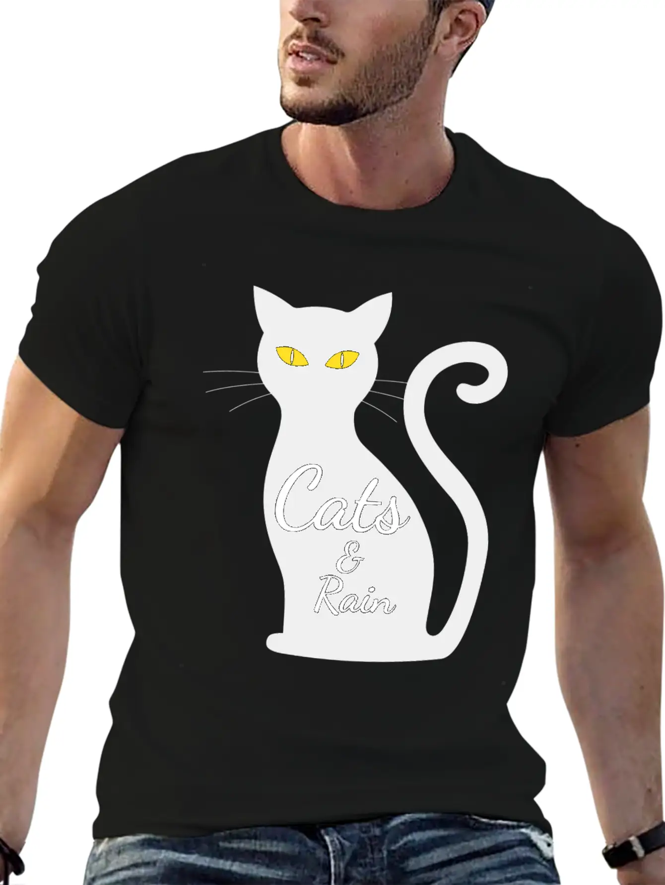 Cats And Rain Tshirt For Women Basic Graphic T-Shirt – Daily Comfort In Soft Cotton