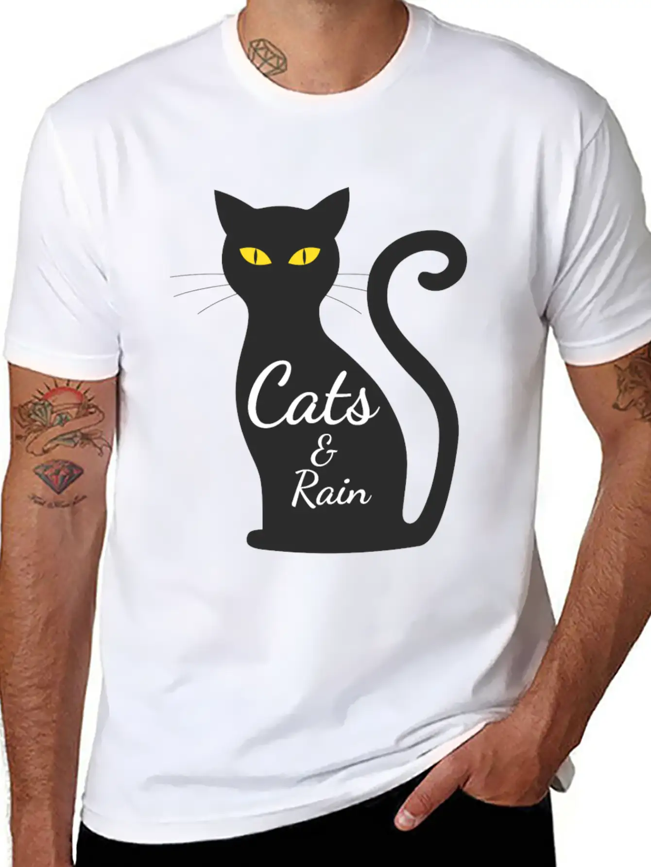 Cats And Rain Tshirt For Women Basic Graphic T-Shirt – Daily Comfort In Soft Cotton