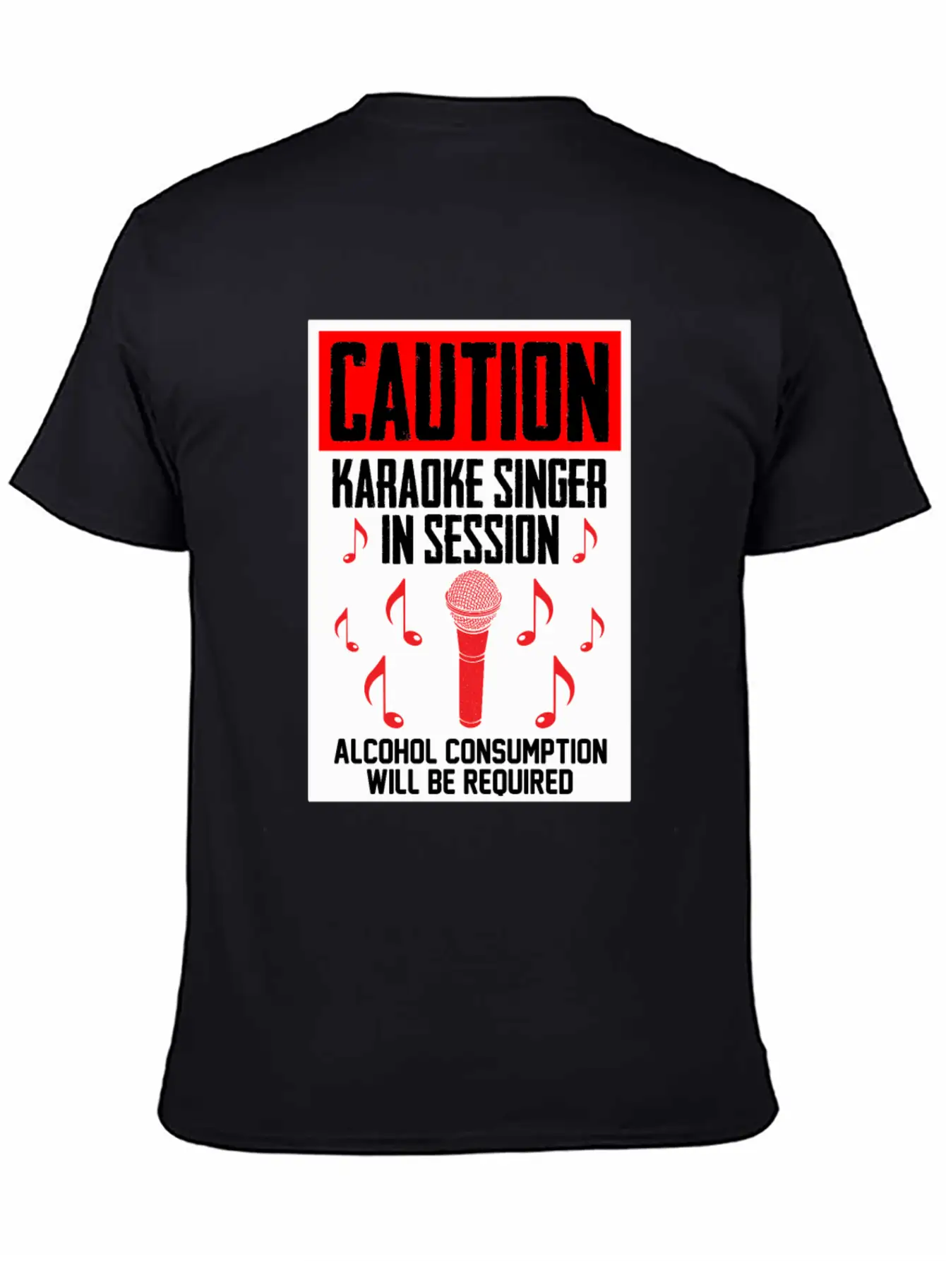 Caution Karaoke Singer In Session Microphone Music Stylish Everyday T-Shirt – Unisex Basic Cotton Tee
