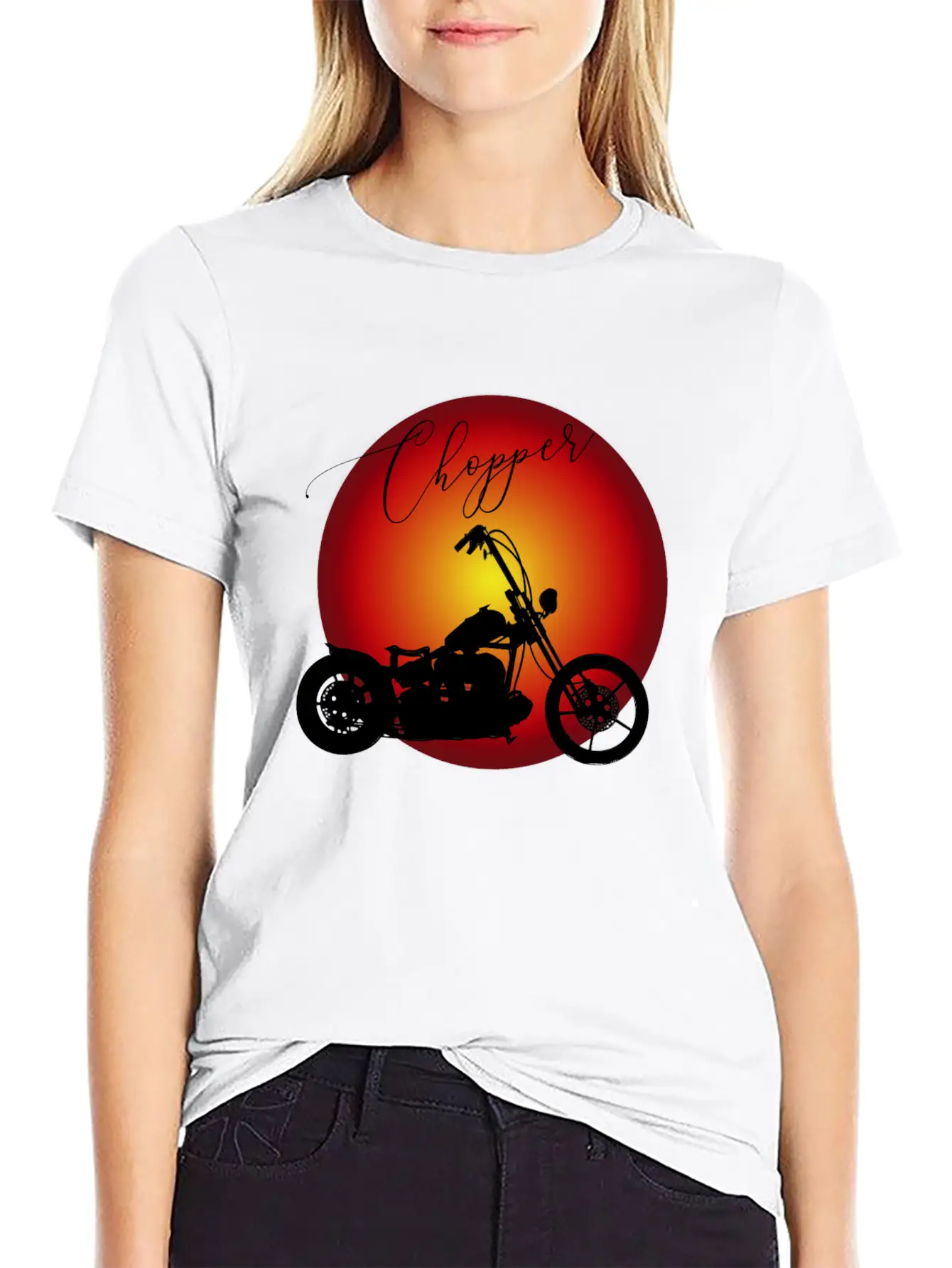 Chopper Sun Rocker Biker Simple Everyday Graphic Tee – Lightweight Summer Wear