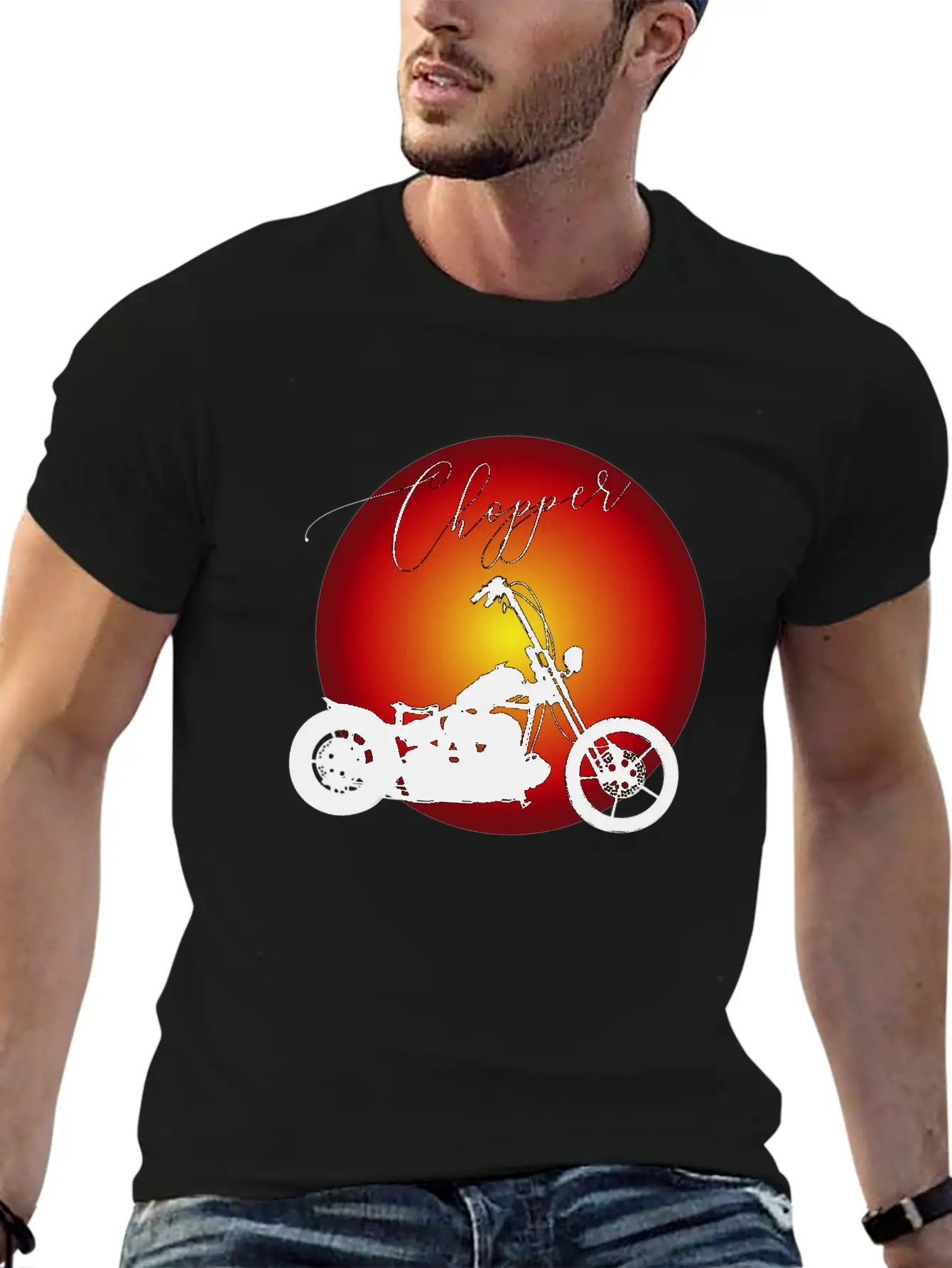 Chopper Sun Rocker Biker Simple Everyday Graphic Tee – Lightweight Summer Wear