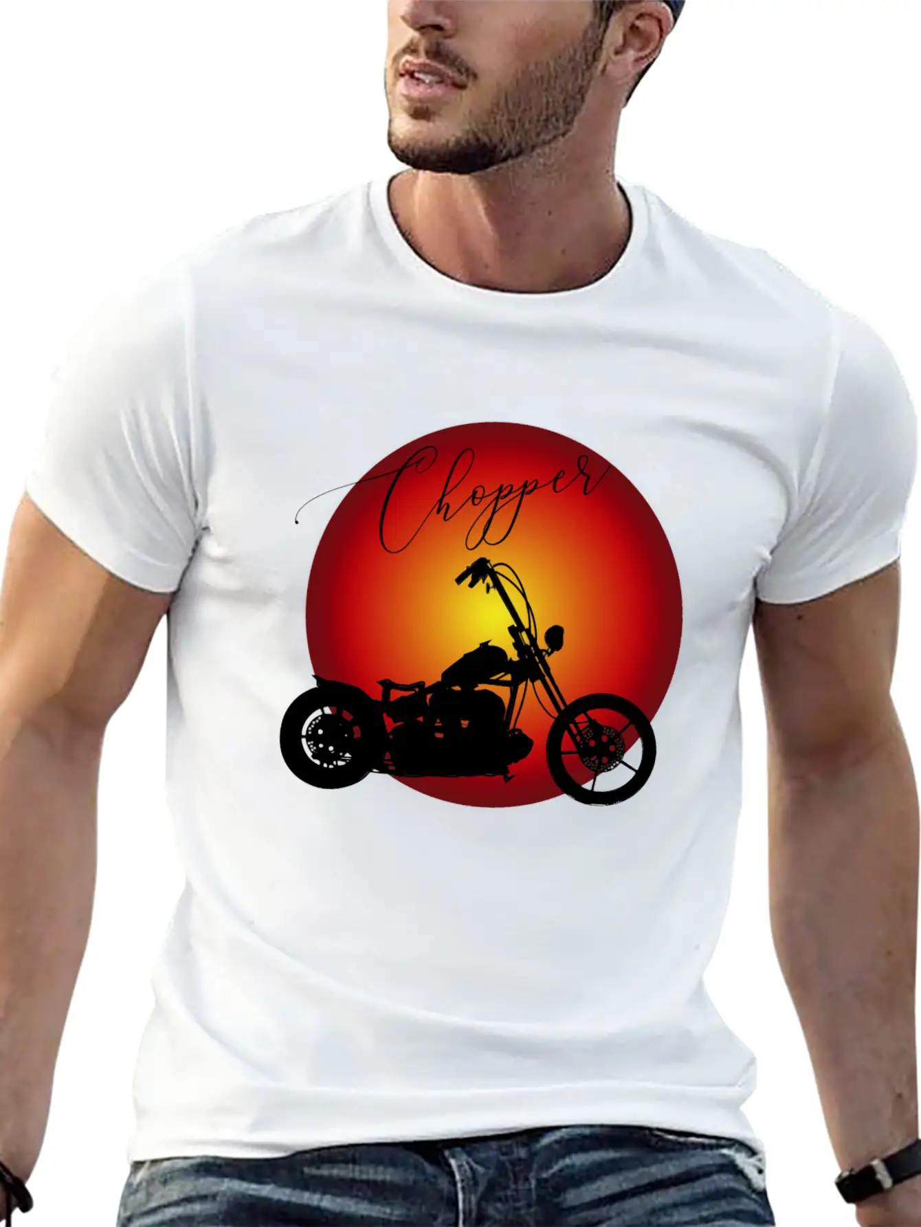 Chopper Sun Rocker Biker Simple Everyday Graphic Tee – Lightweight Summer Wear