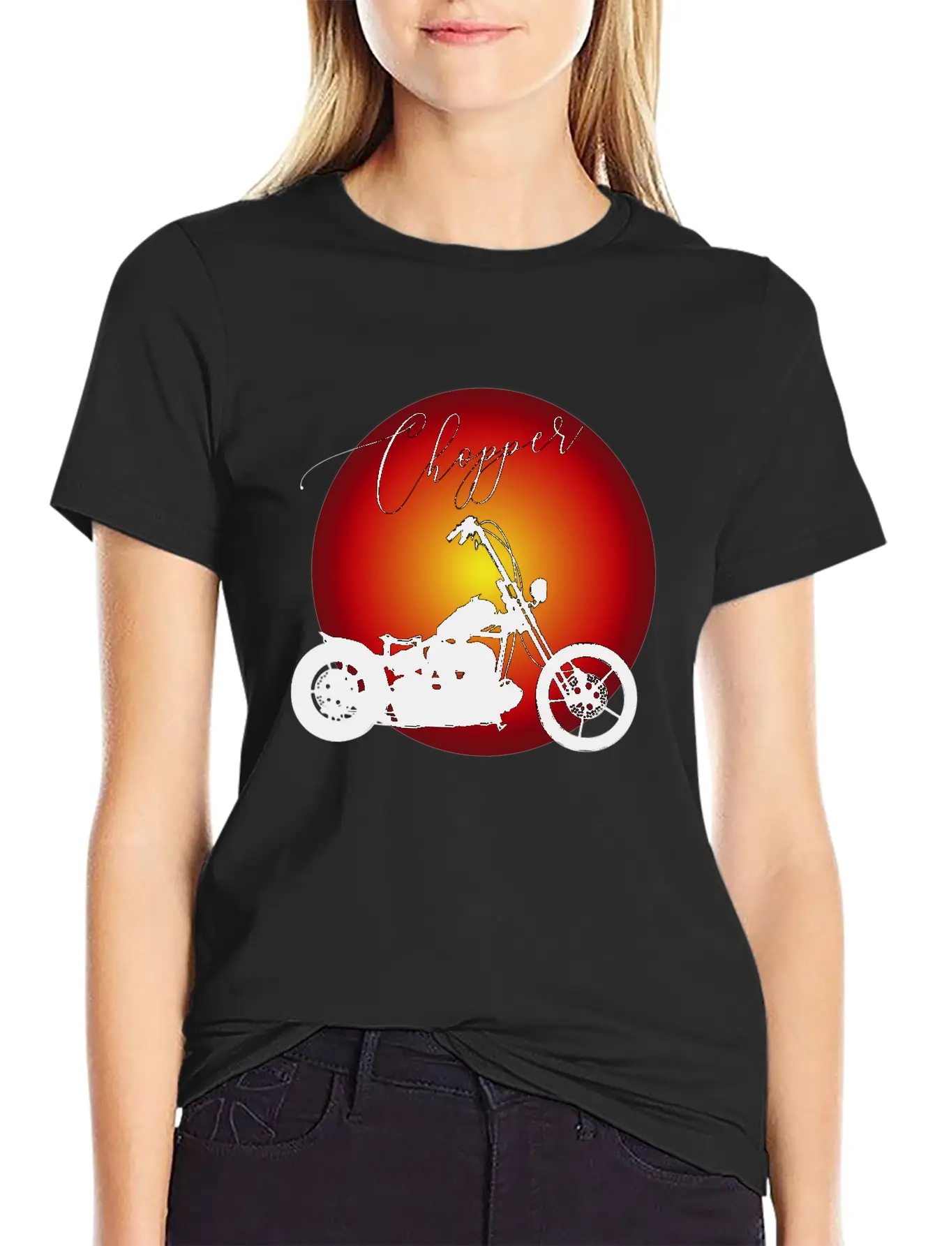Chopper Sun Rocker Biker Simple Everyday Graphic Tee – Lightweight Summer Wear