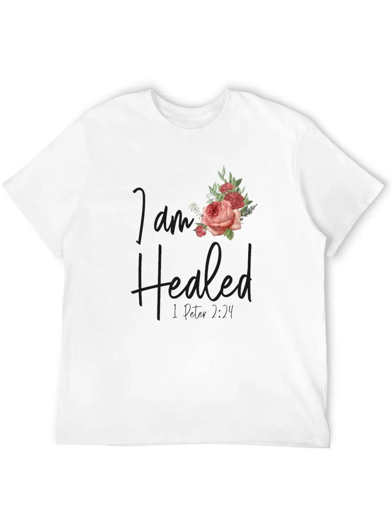 Christian Bible Verse Rose Flower Basic Graphic T-Shirt – Daily Comfort In Soft Cotton