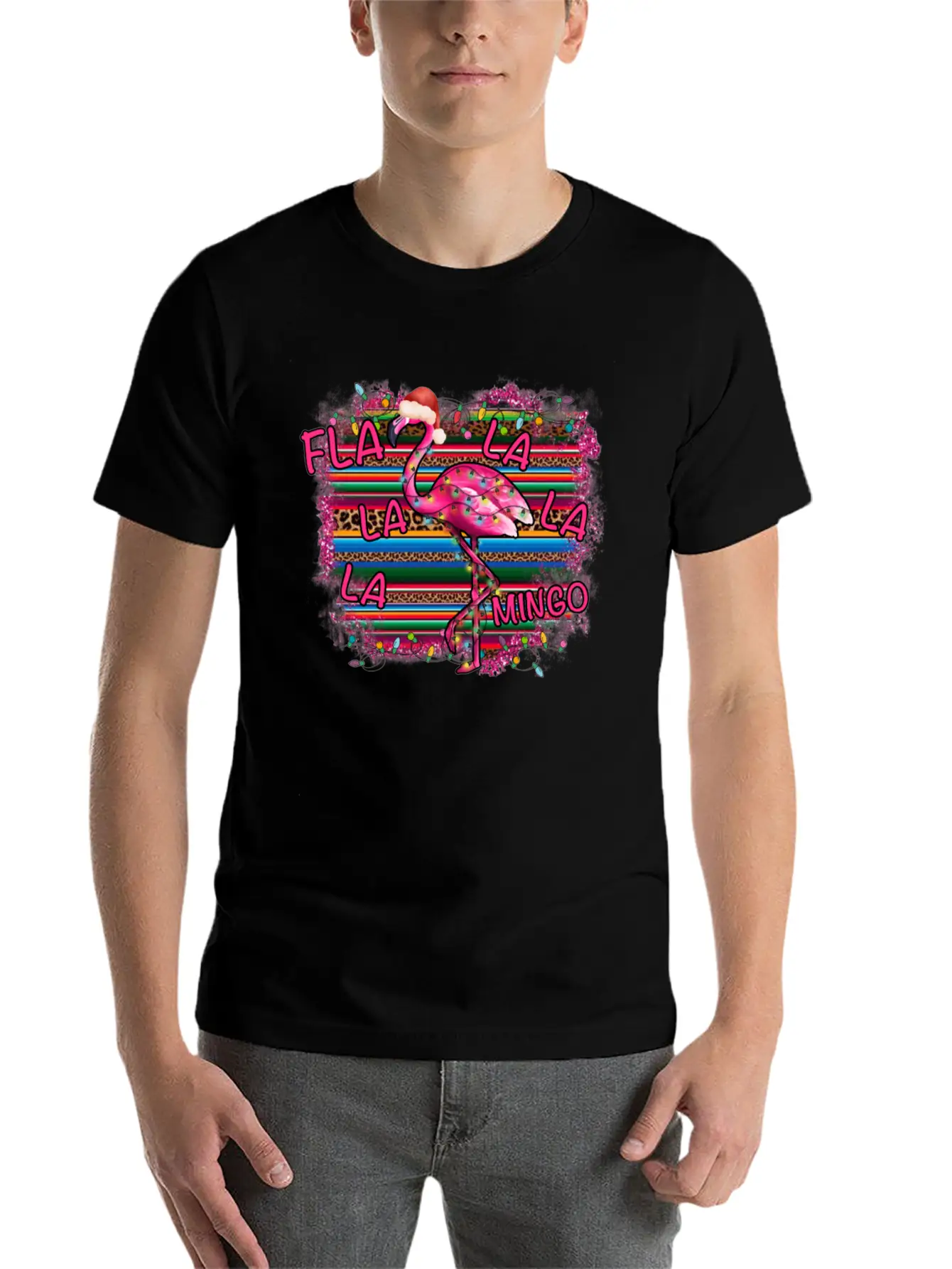 Christmas Flamingo Stylish Everyday T-Shirt – Unisex Basic Cotton Tee