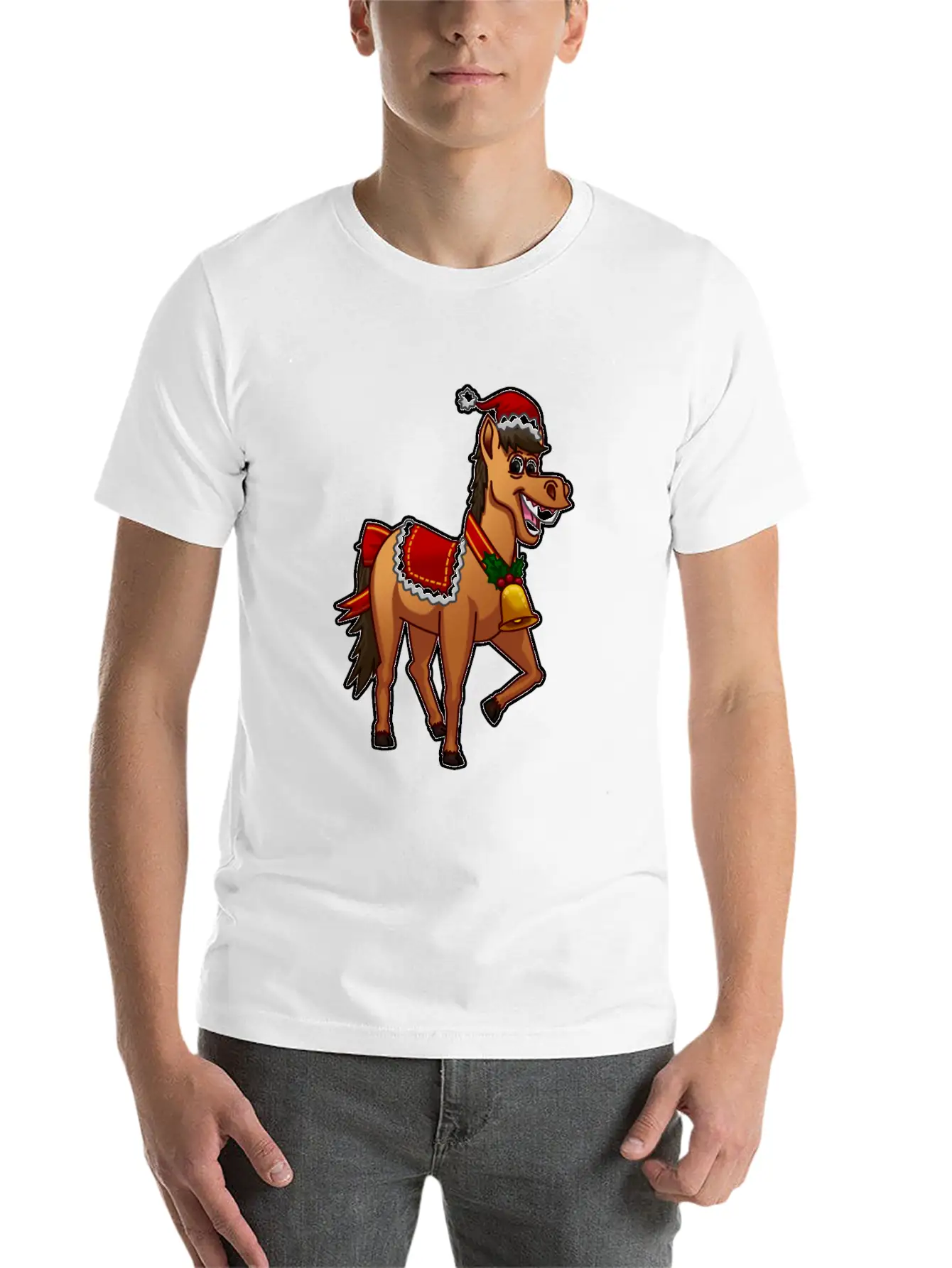 Christmas Horse Basic Graphic T-Shirt – Daily Comfort In Soft Cotton