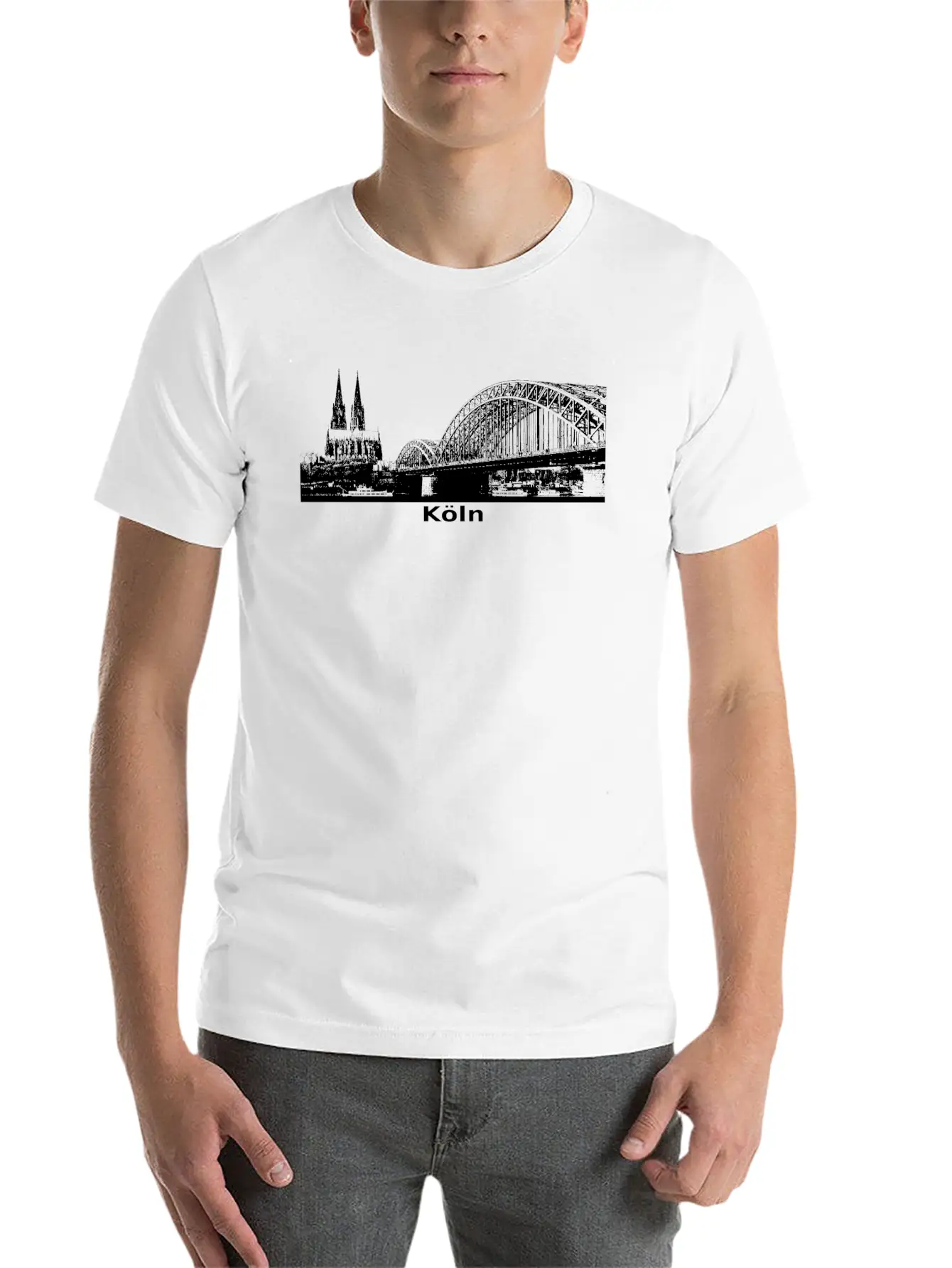 City Of Cologne Skyline White Gift Idea Stylish Everyday T-Shirt – Unisex Basic Cotton Tee