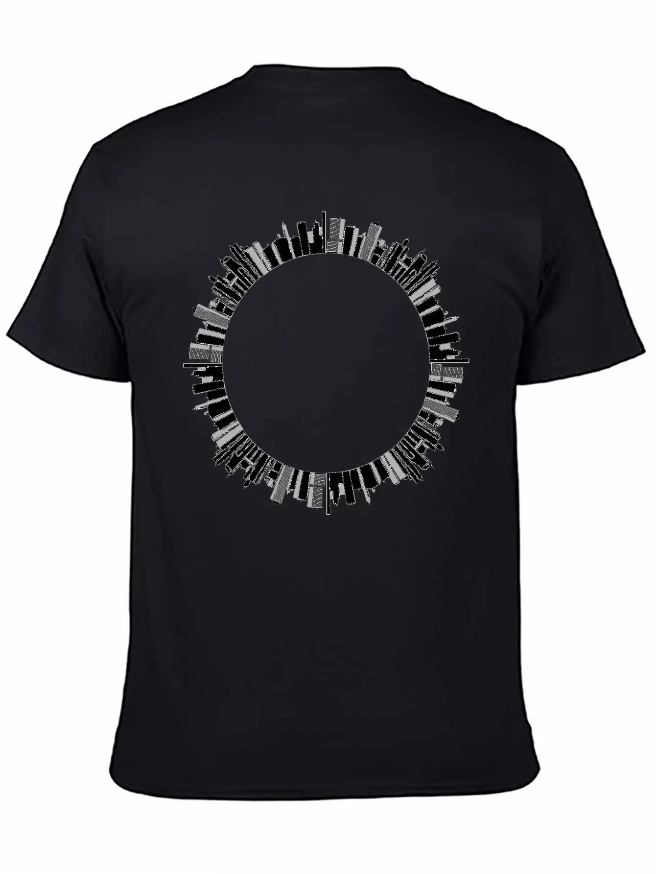 Cityscape Skyline Radial 2 Stylish Everyday T-Shirt – Unisex Basic Cotton Tee