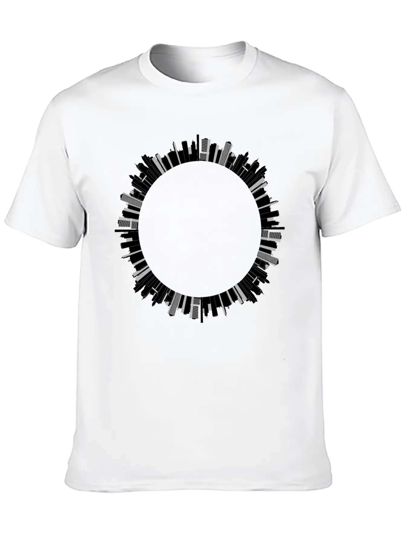 Cityscape Skyline Radial 2 Stylish Everyday T-Shirt – Unisex Basic Cotton Tee