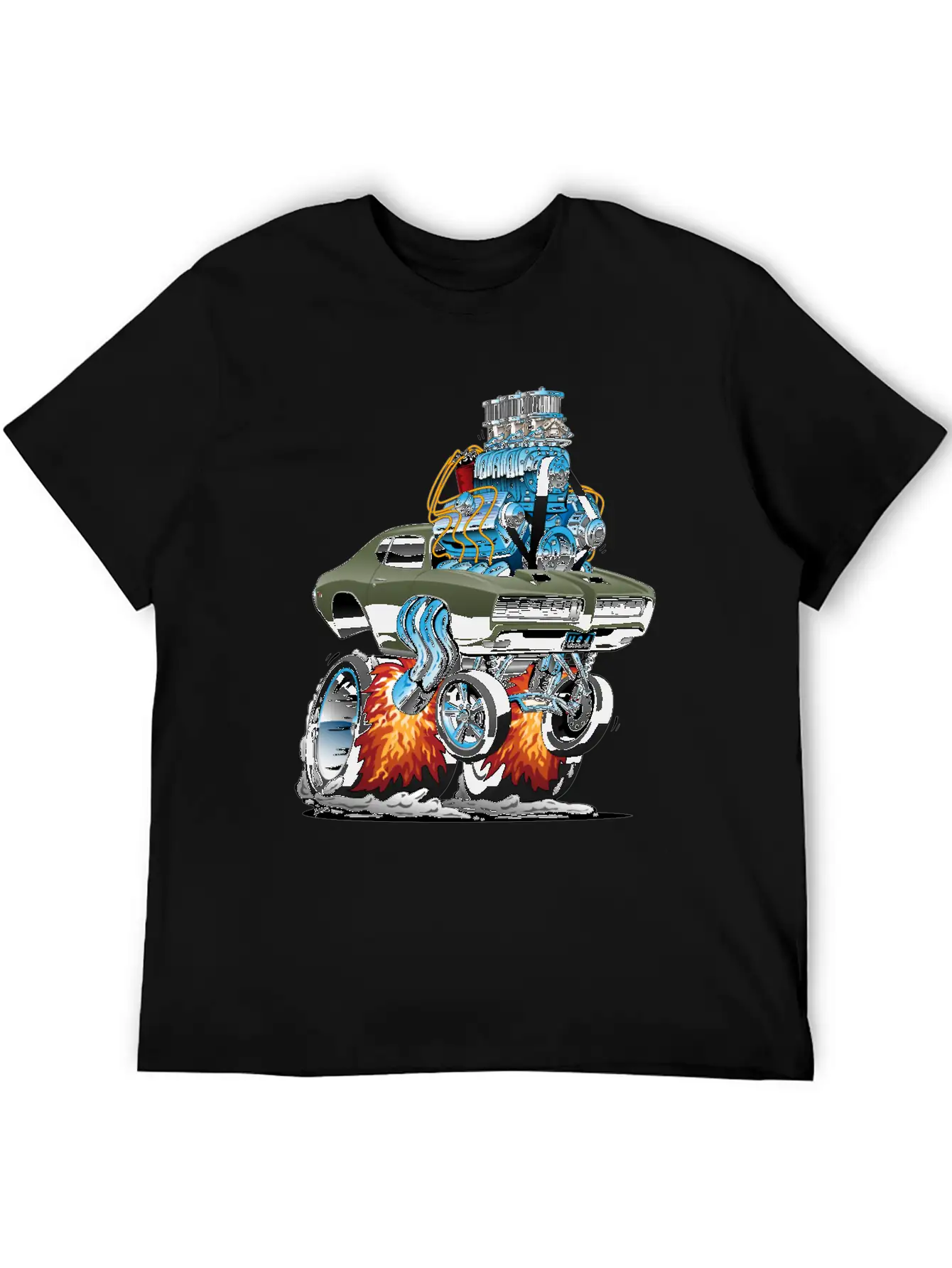 Classic American Muscle Car Hot Rod Cartoon Basic Graphic T-Shirt – Daily Comfort In Soft Cotton
