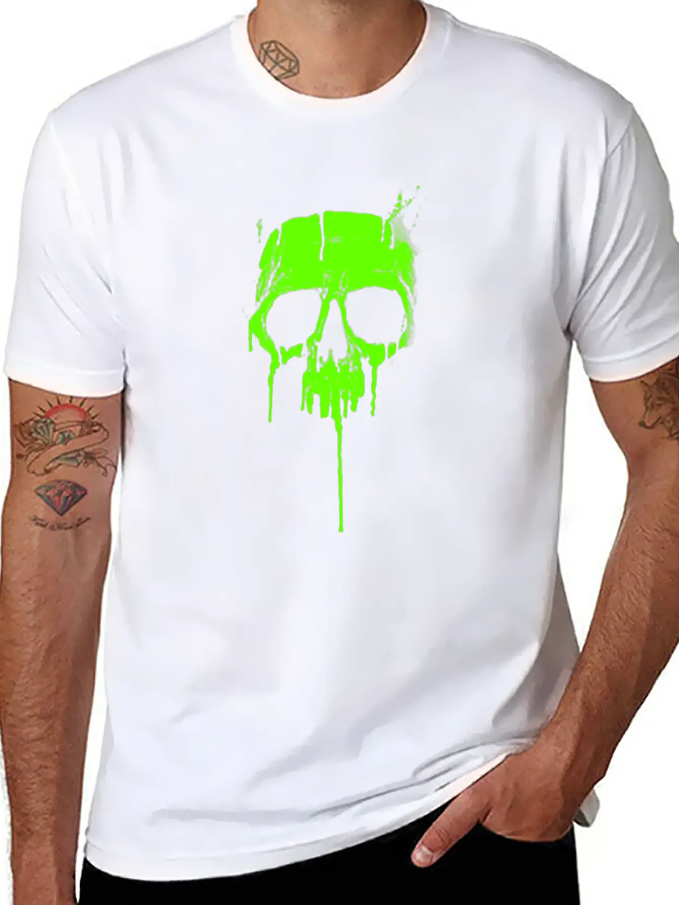 Classic Metal Graffiti Skull Dripping Paint Basic Graphic T-Shirt – Daily Comfort In Soft Cotton
