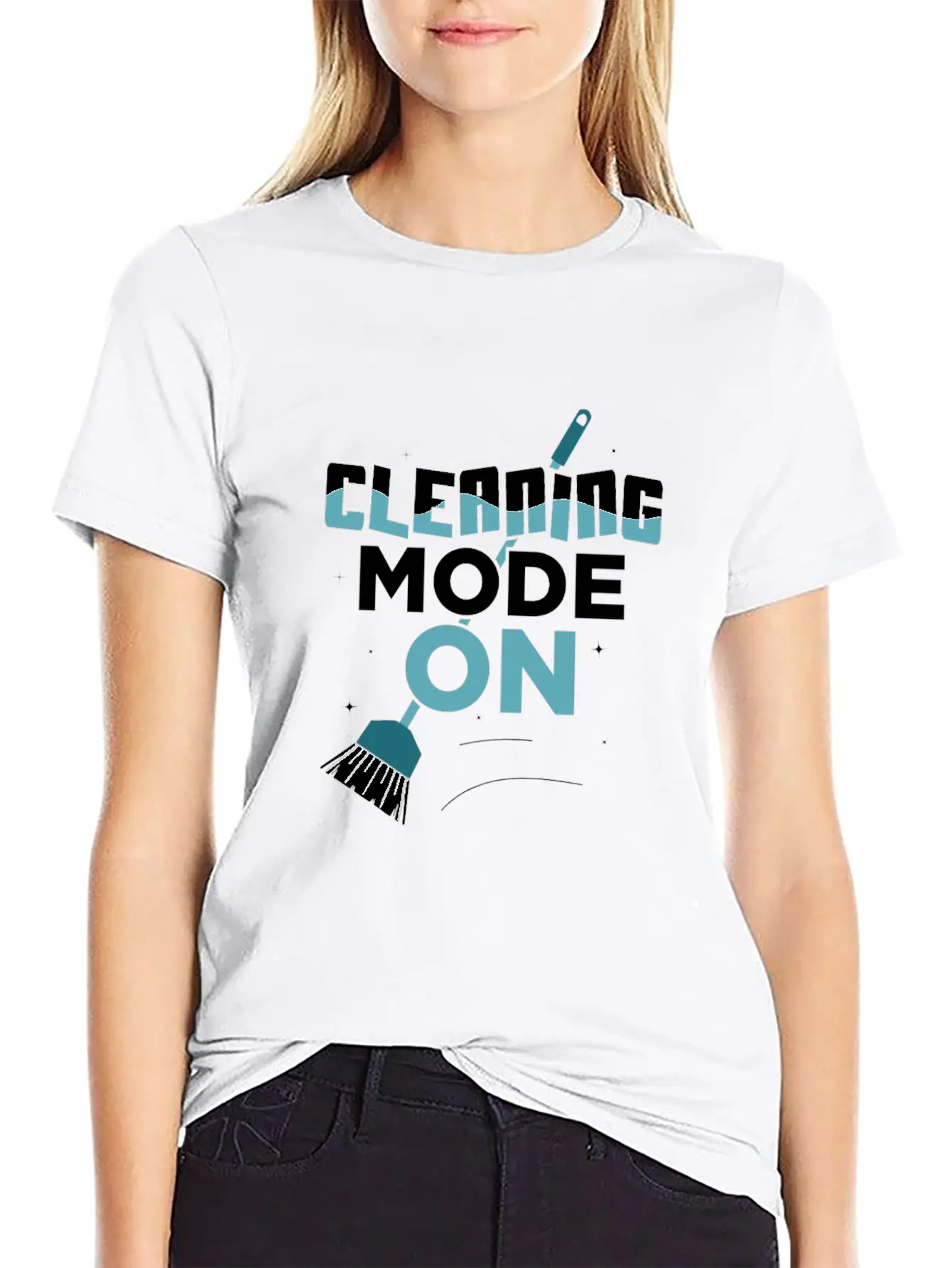 Cleaning Mode On Cleaner Housekeeping Simple Everyday Graphic Tee – Lightweight Summer Wear