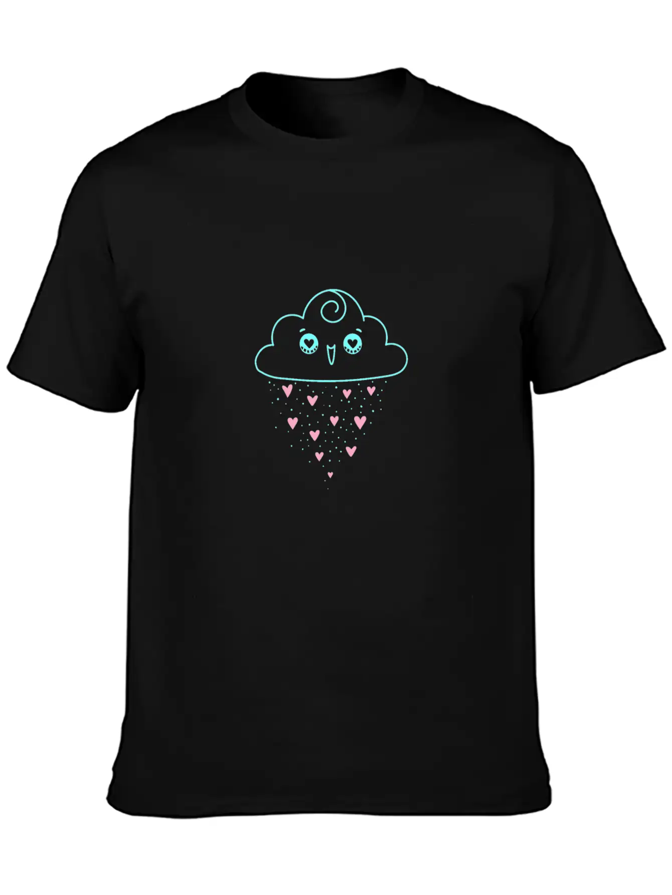 Cloud Raining Hearts Stylish Everyday T-Shirt – Unisex Basic Cotton Tee