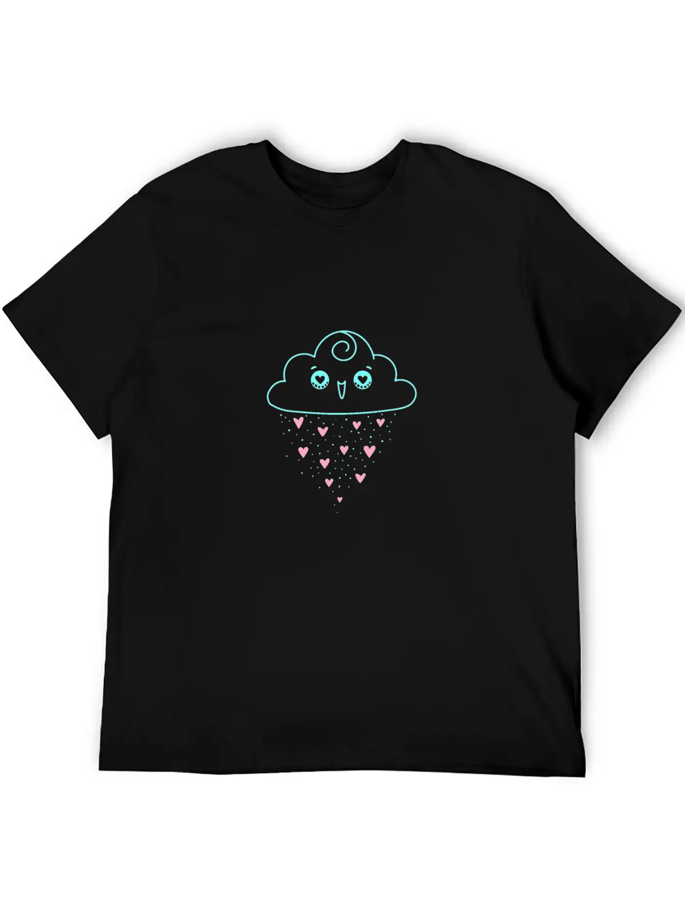 Cloud Raining Hearts Stylish Everyday T-Shirt – Unisex Basic Cotton Tee
