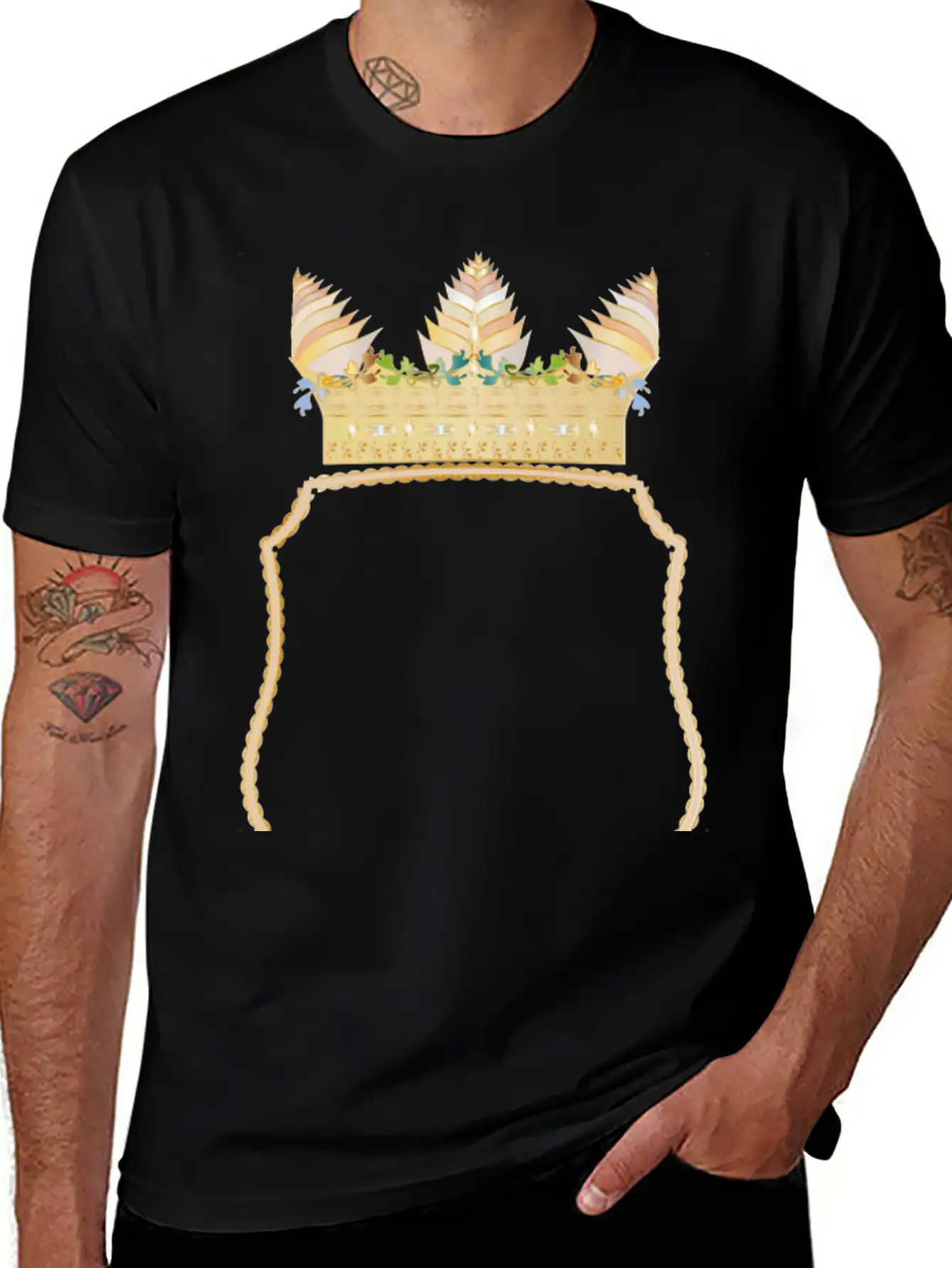 Coat Of Arms With A Golden Floral Crown Stylish Everyday T-Shirt – Unisex Basic Cotton Tee