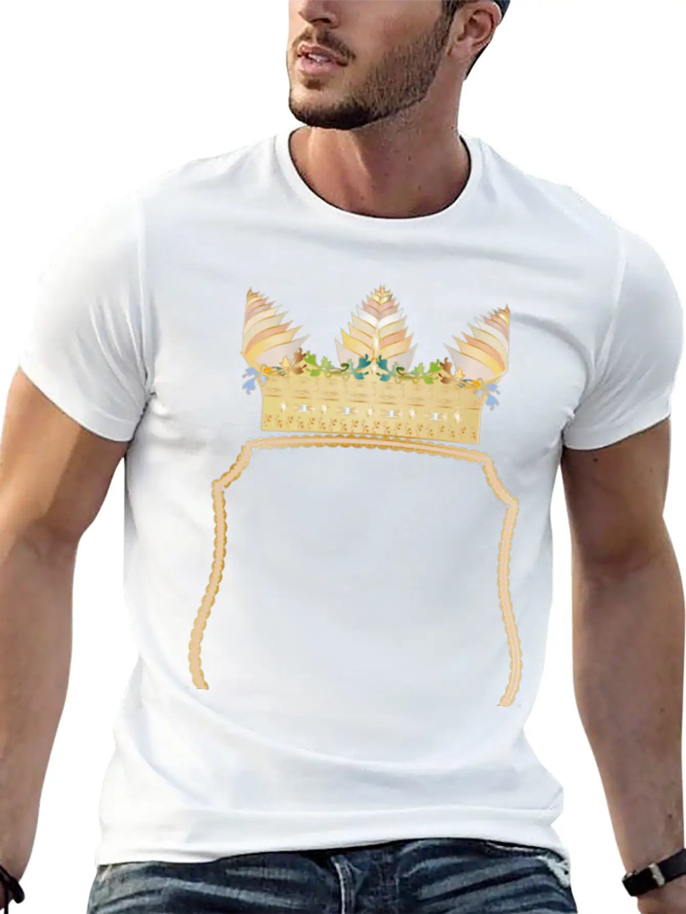 Coat Of Arms With A Golden Floral Crown Stylish Everyday T-Shirt – Unisex Basic Cotton Tee