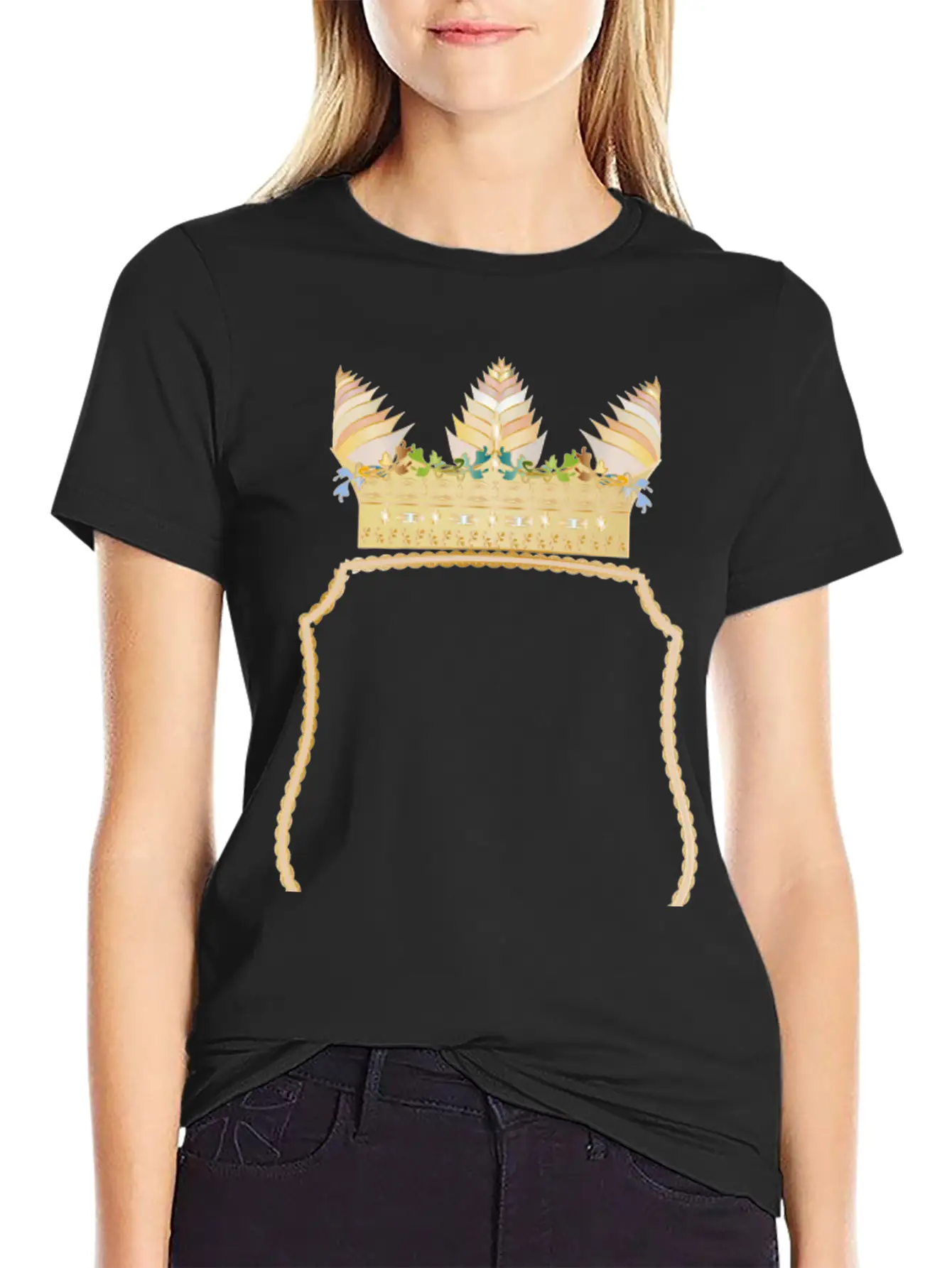 Coat Of Arms With A Golden Floral Crown Stylish Everyday T-Shirt – Unisex Basic Cotton Tee