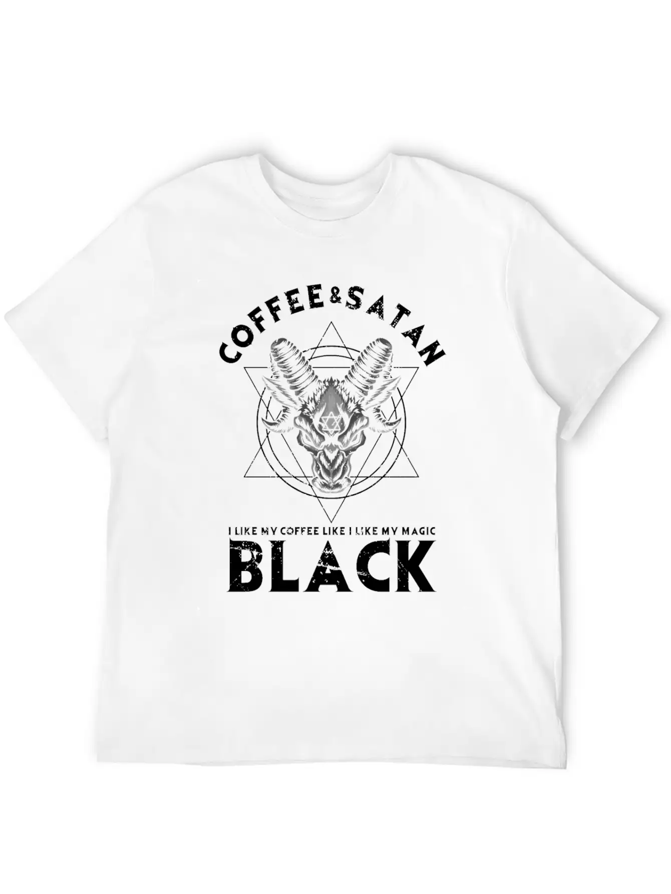 Coffee And Satan Occult Gothic Goth Baphomet Stylish Everyday T-Shirt – Unisex Basic Cotton Tee