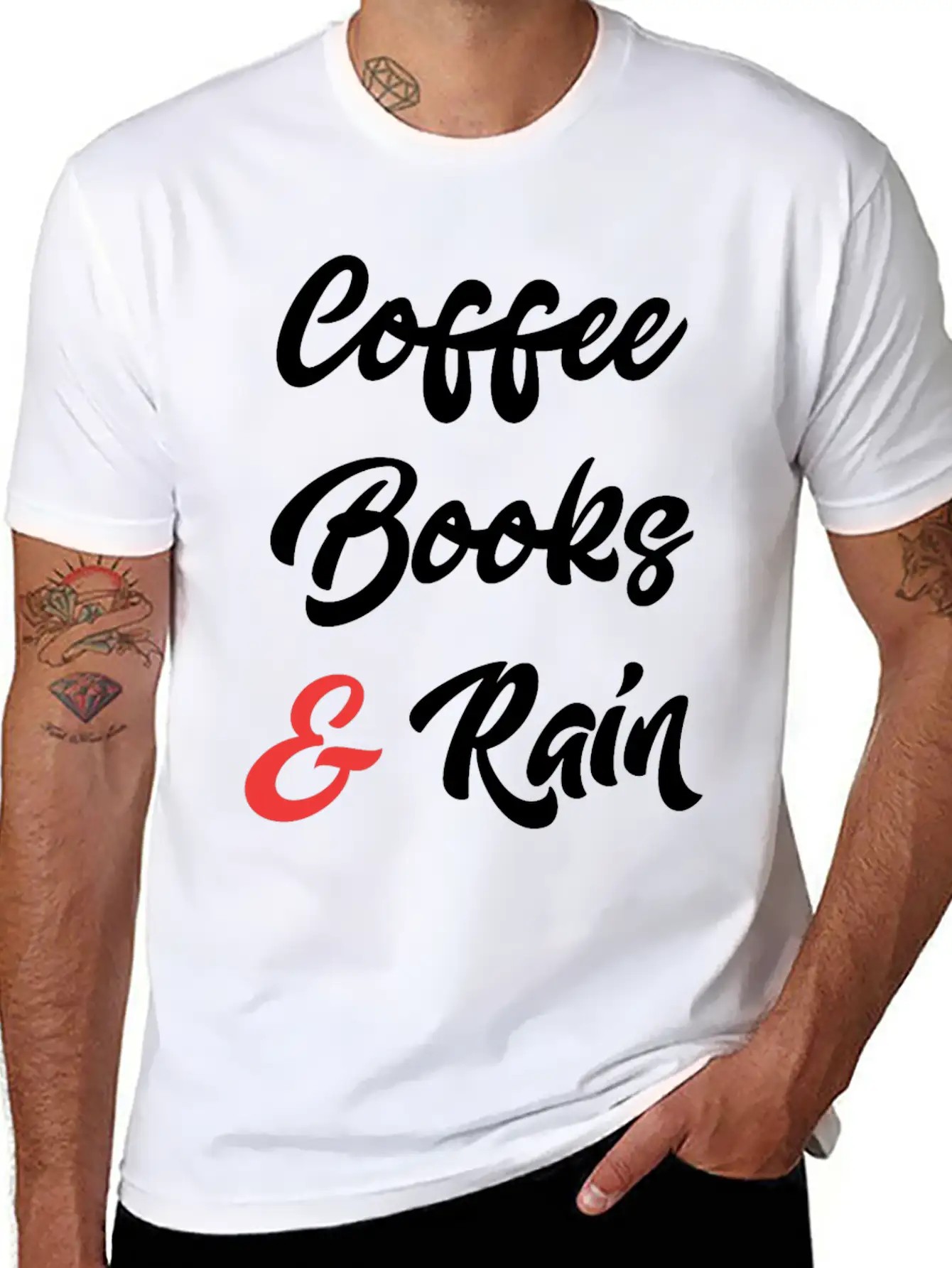 Coffee Books And Rain Stylish Everyday T-Shirt – Unisex Basic Cotton Tee