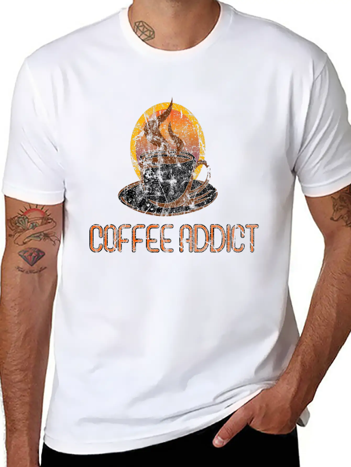 Coffee Caffeine Gift Idea Stylish Everyday T-Shirt – Unisex Basic Cotton Tee