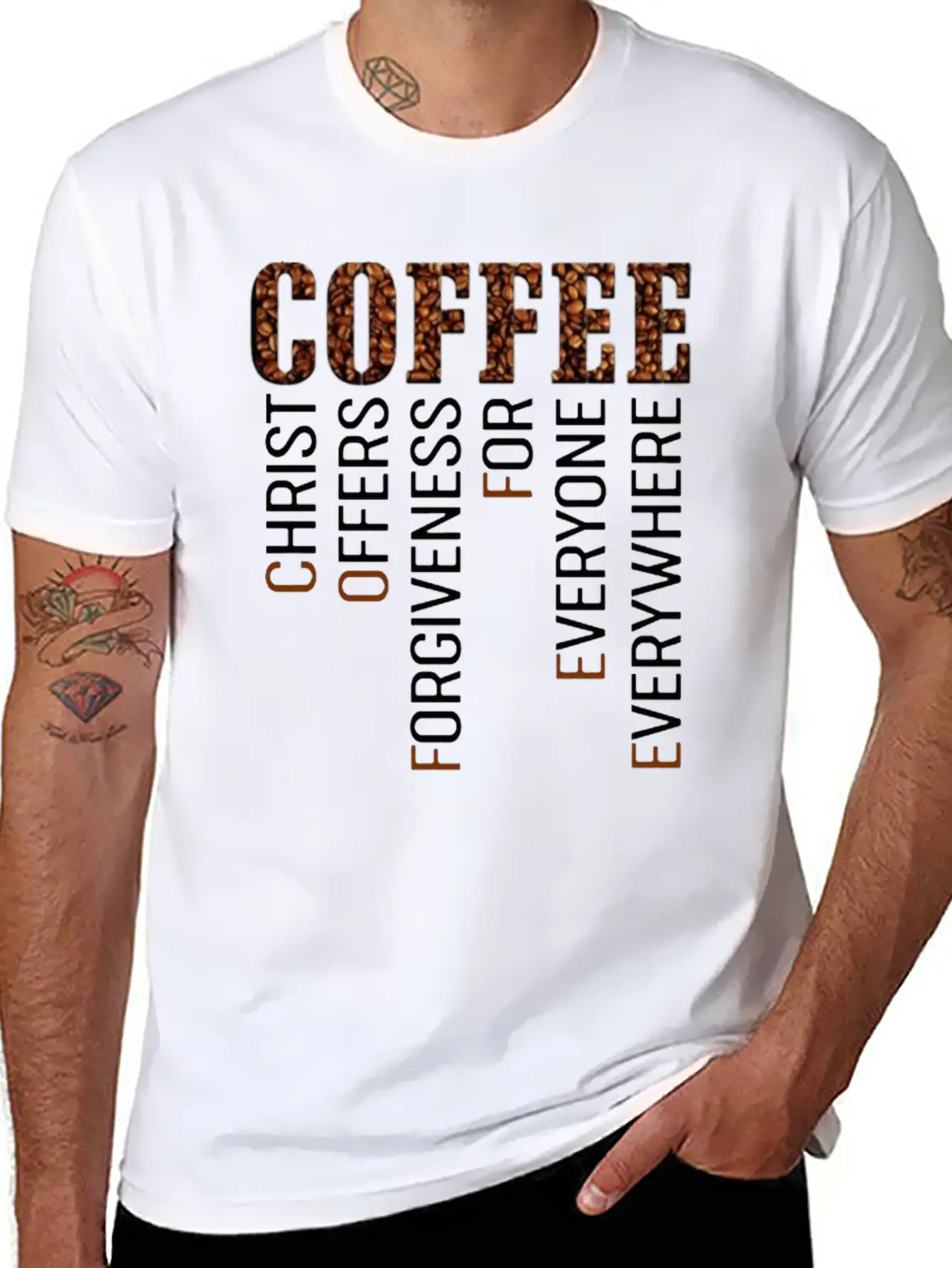 Coffee Christ Offers Forgiveness For Everyone Ever Basic Graphic T-Shirt – Daily Comfort In Soft Cotton