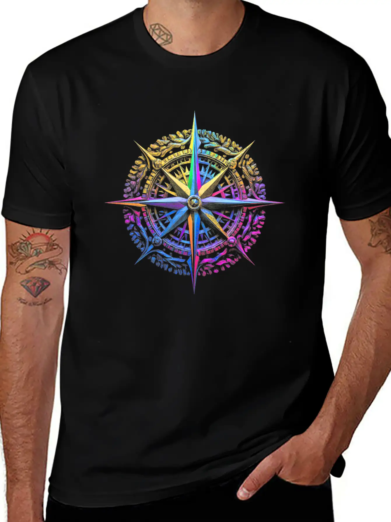 Colorful Compass Stylish Everyday T-Shirt – Unisex Basic Cotton Tee